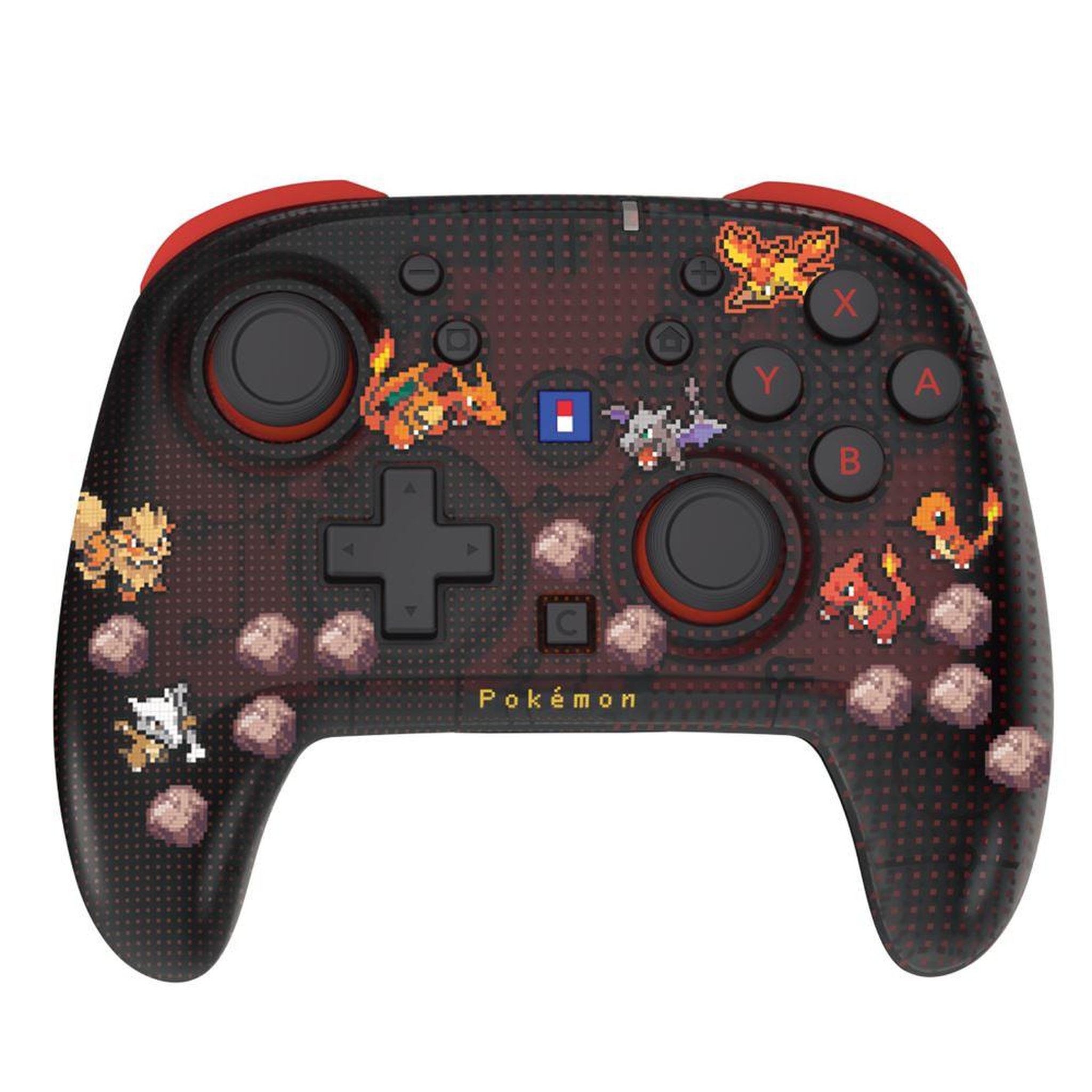 HORI Contrôleur sans fil nintendo switch 2 pokémon pixel red, manettes ergonomiques avec bluetooth, gyroscope, tmr sticks et boutons arrière programmables