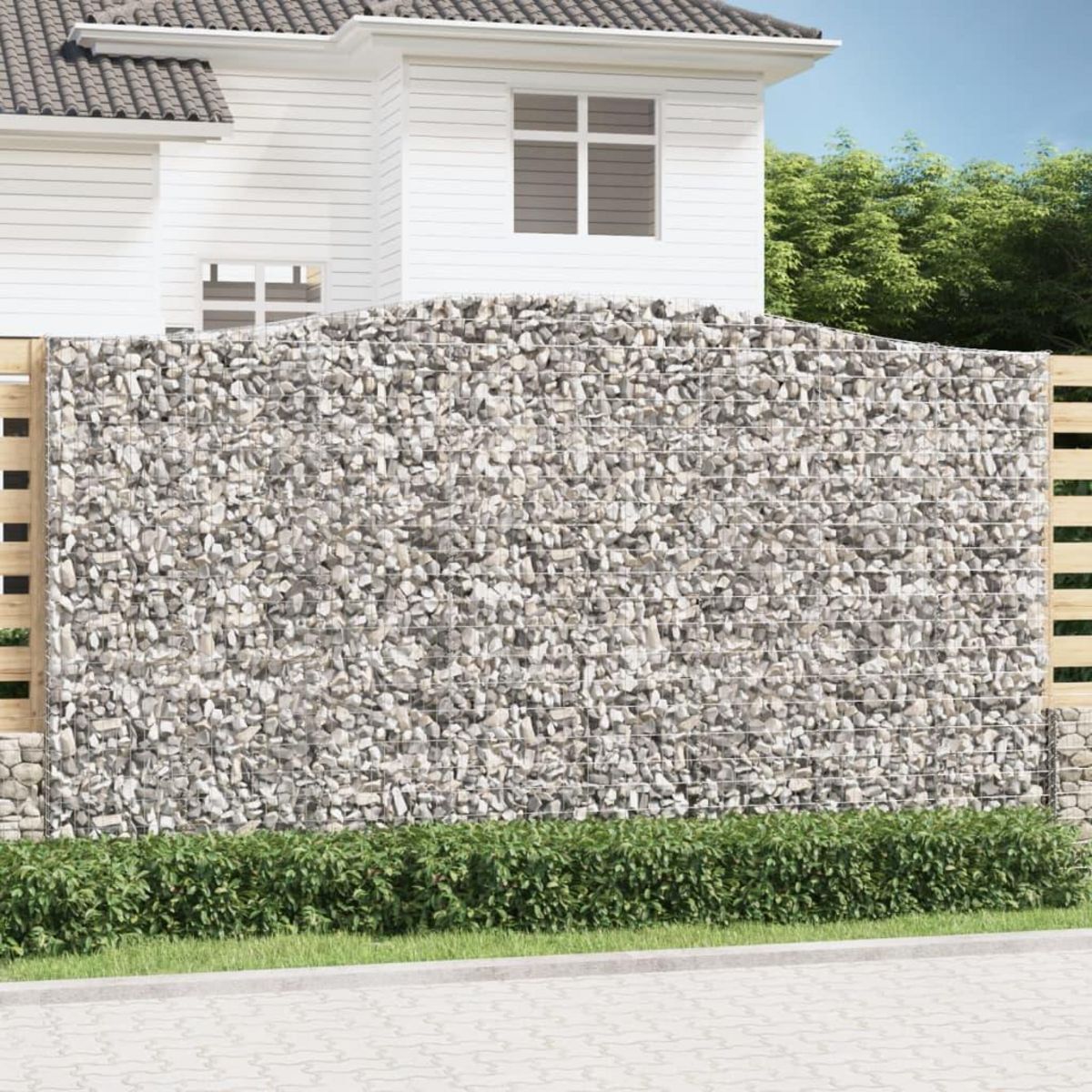 VIDAXL Panier de gabions arque 400x30x220/240 cm Fer galvanise