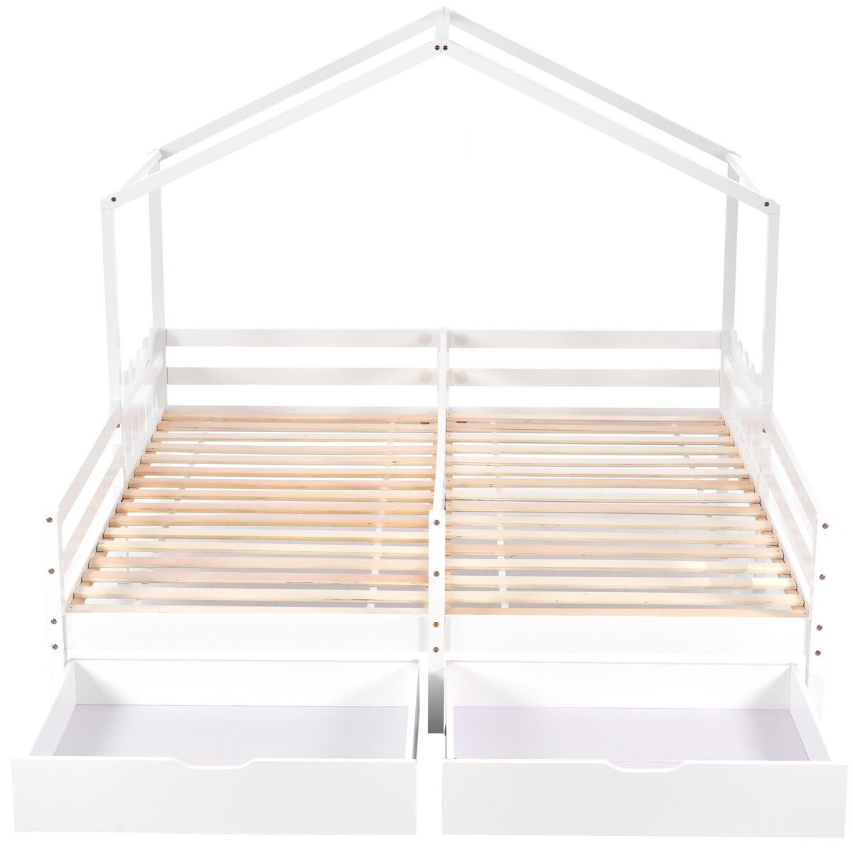 MERAX Lit cabane enfant 90x200cm pin coloris blanc