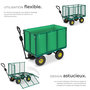 Voir la diapositive 3 : tectake Chariot de jardin et de transport avec des parois latérales rabattables vert
