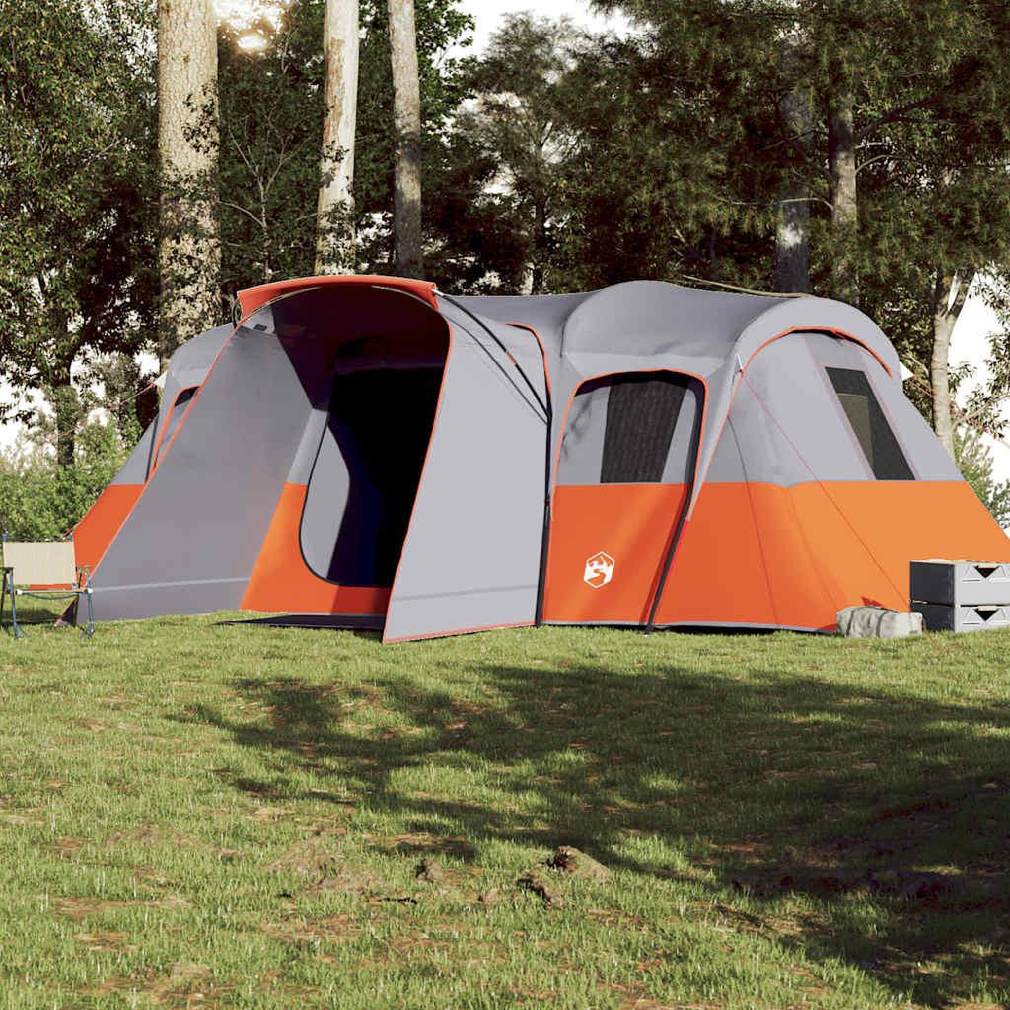 Voir la diapositive 3 : VIDAXL Tente familiale tunnel 16 personnes gris impermeable