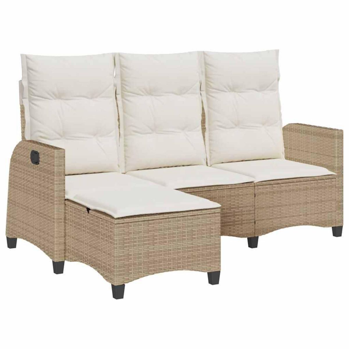 VIDAXL Canape de jardin inclinable coussins forme de L beige polyrotin