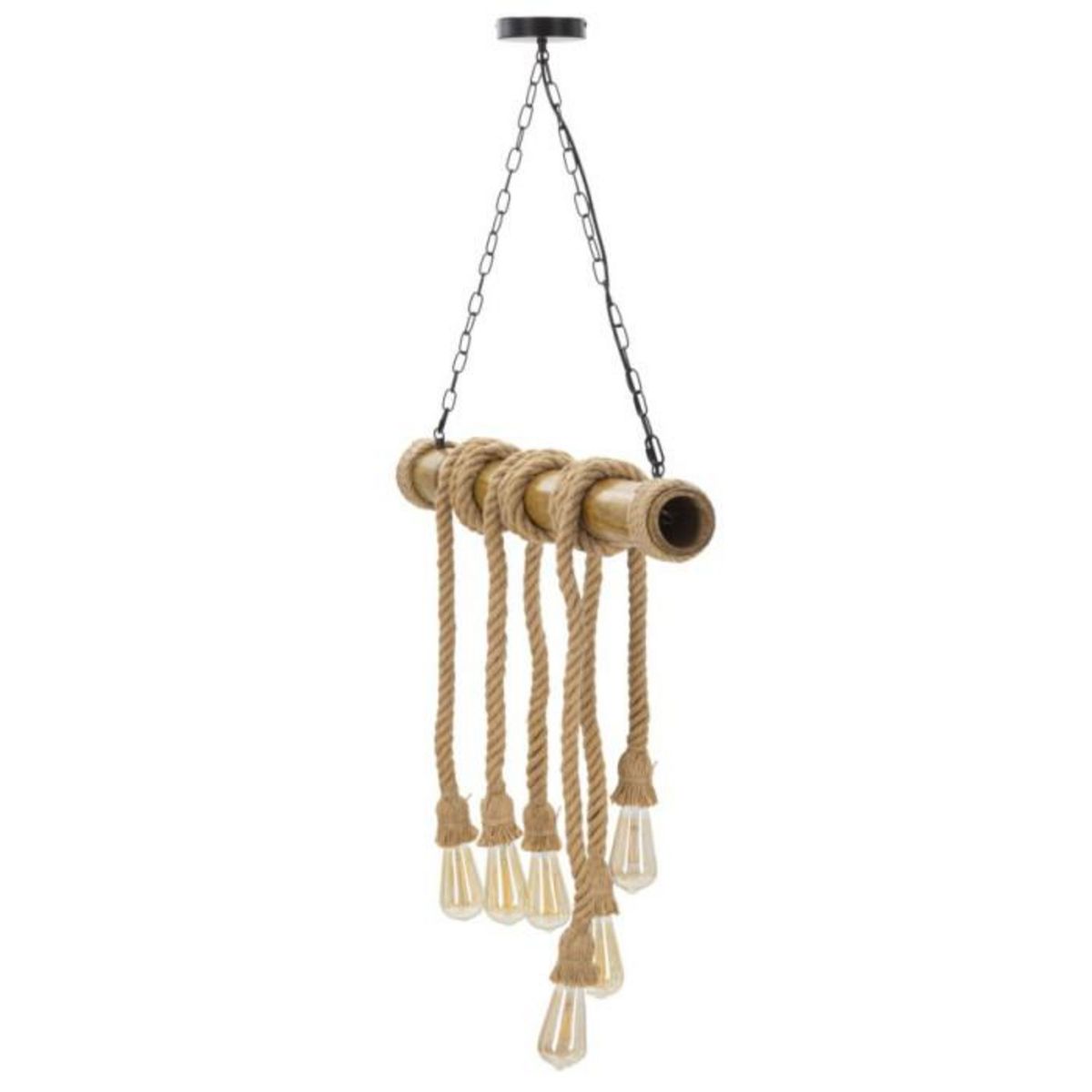 Paris Prix Lampe Suspension en Bambou  Rope  80cm Naturel