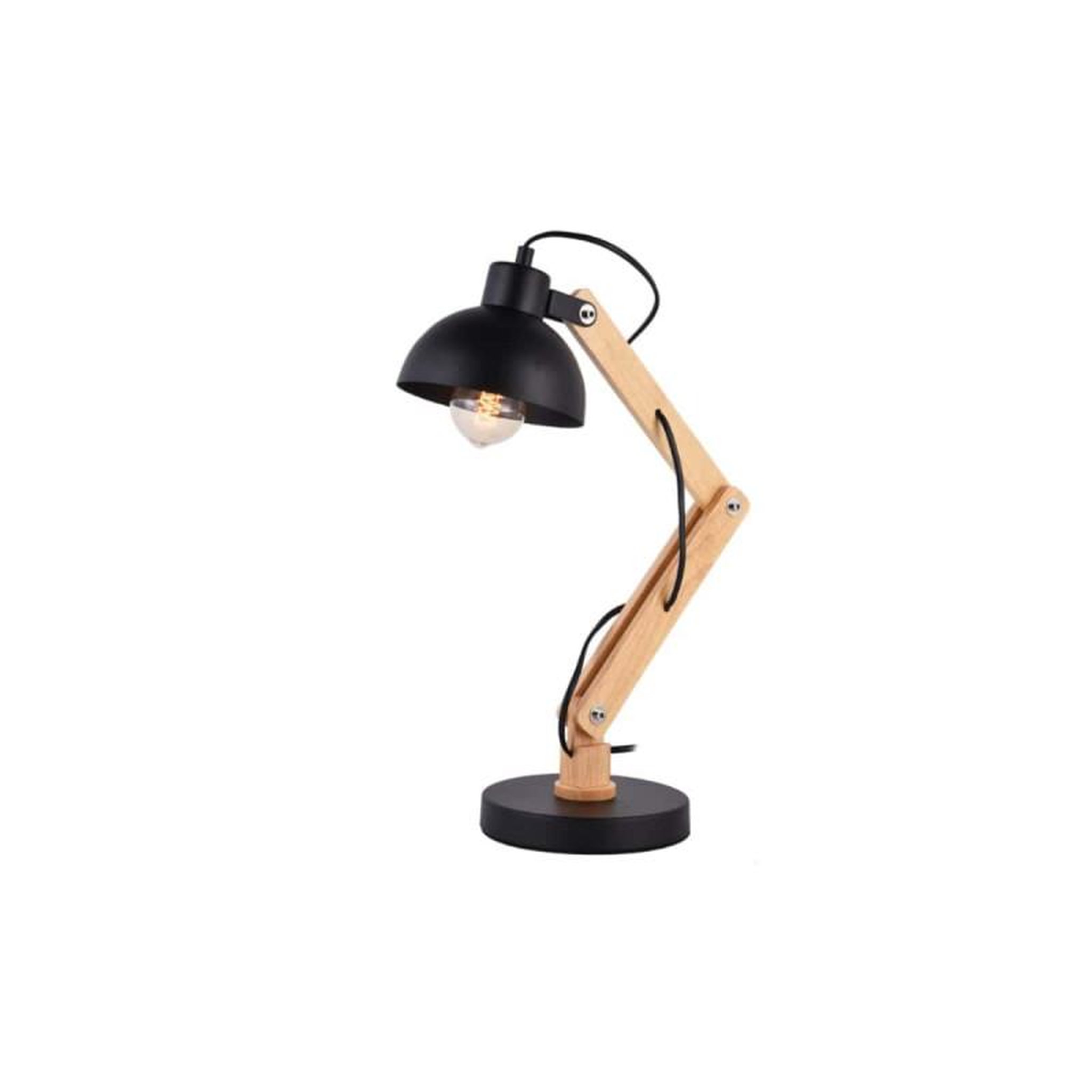 EDM Lampe Flexo Architecte EDM Vintage en bois E27 Noir 60W