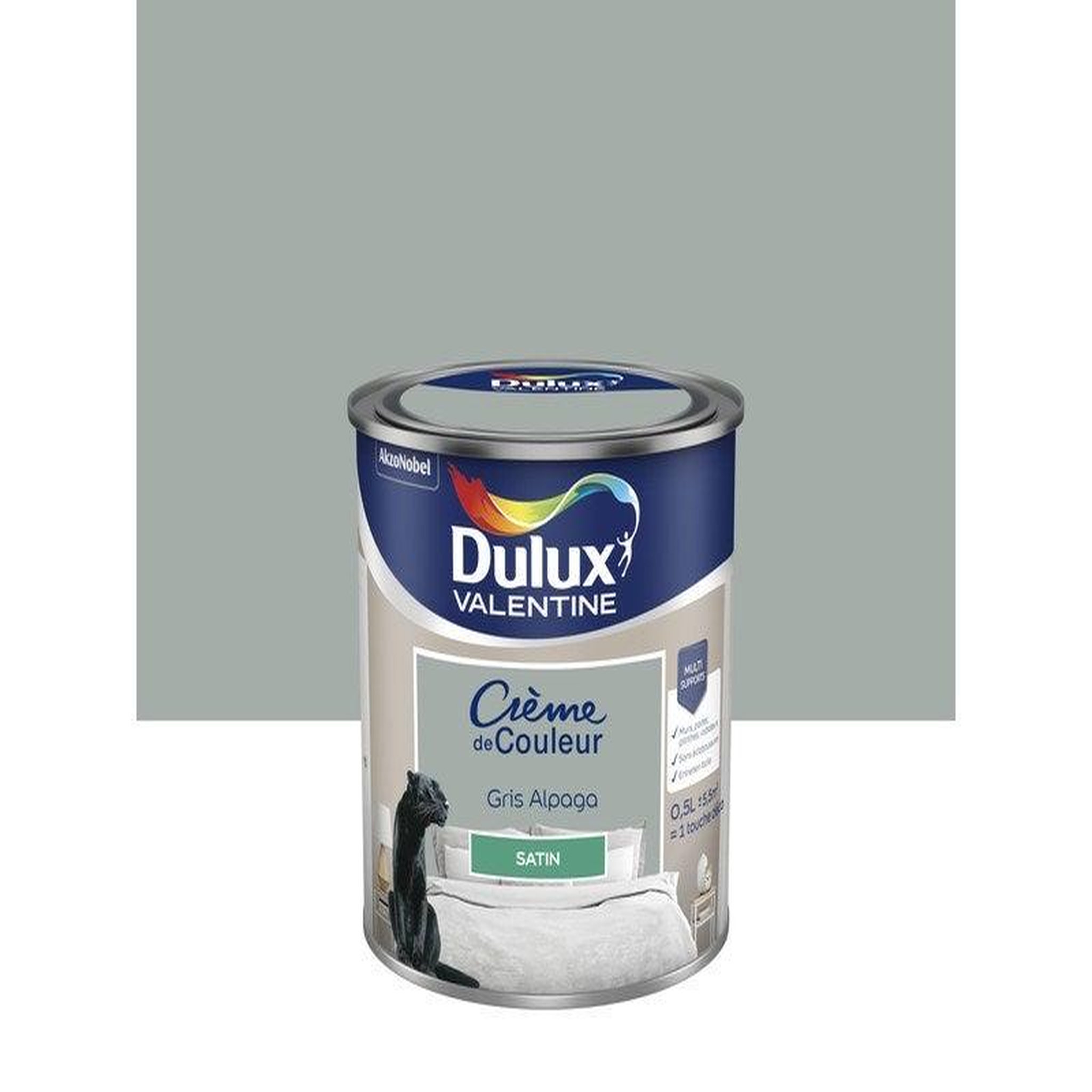 CENTRALE BRICO Peinture mur, boiserie crème de couleur DULUX VALENTINE gris alpaga satiné 0.5L