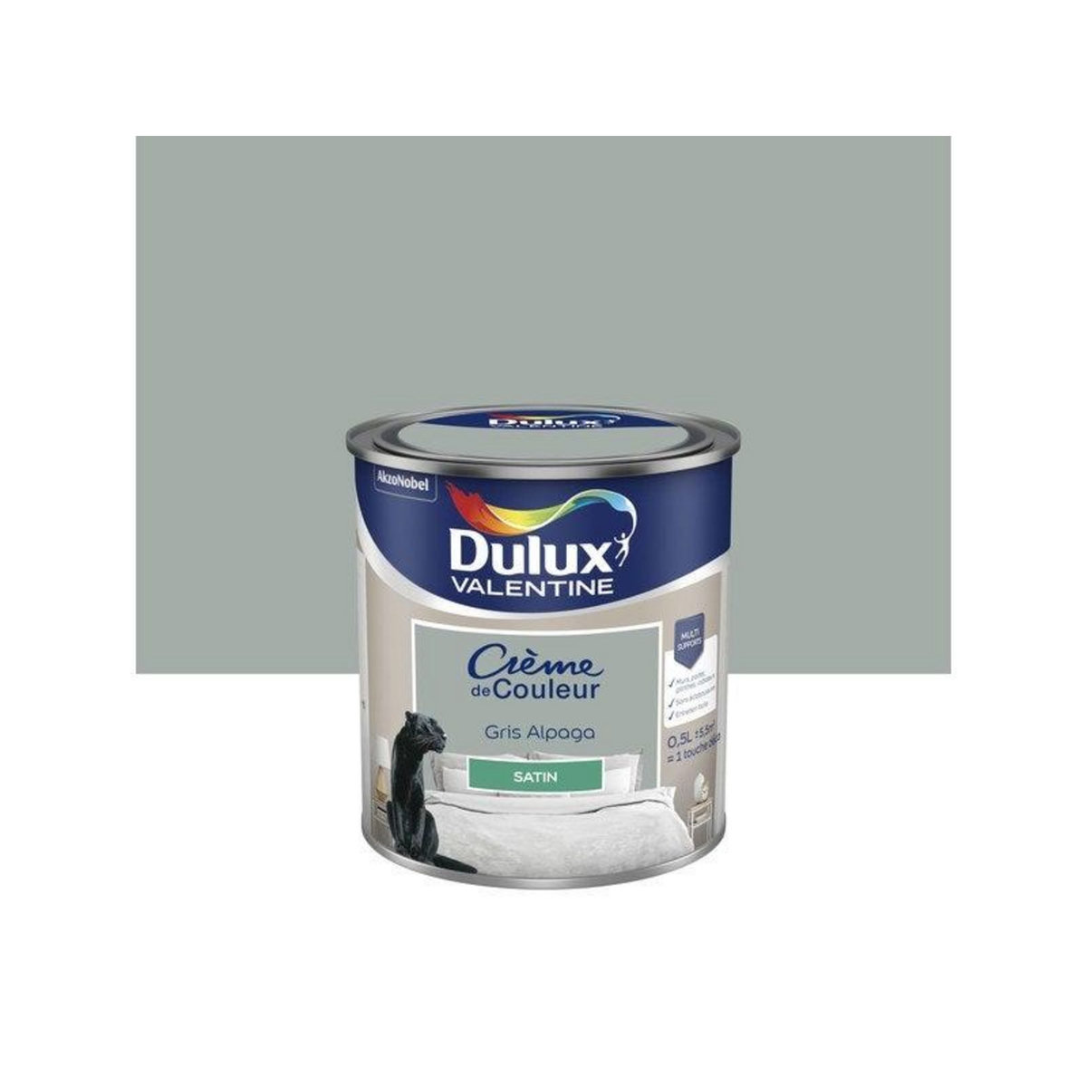 CENTRALE BRICO Peinture mur, boiserie crème de couleur DULUX VALENTINE gris alpaga satiné 0.5L
