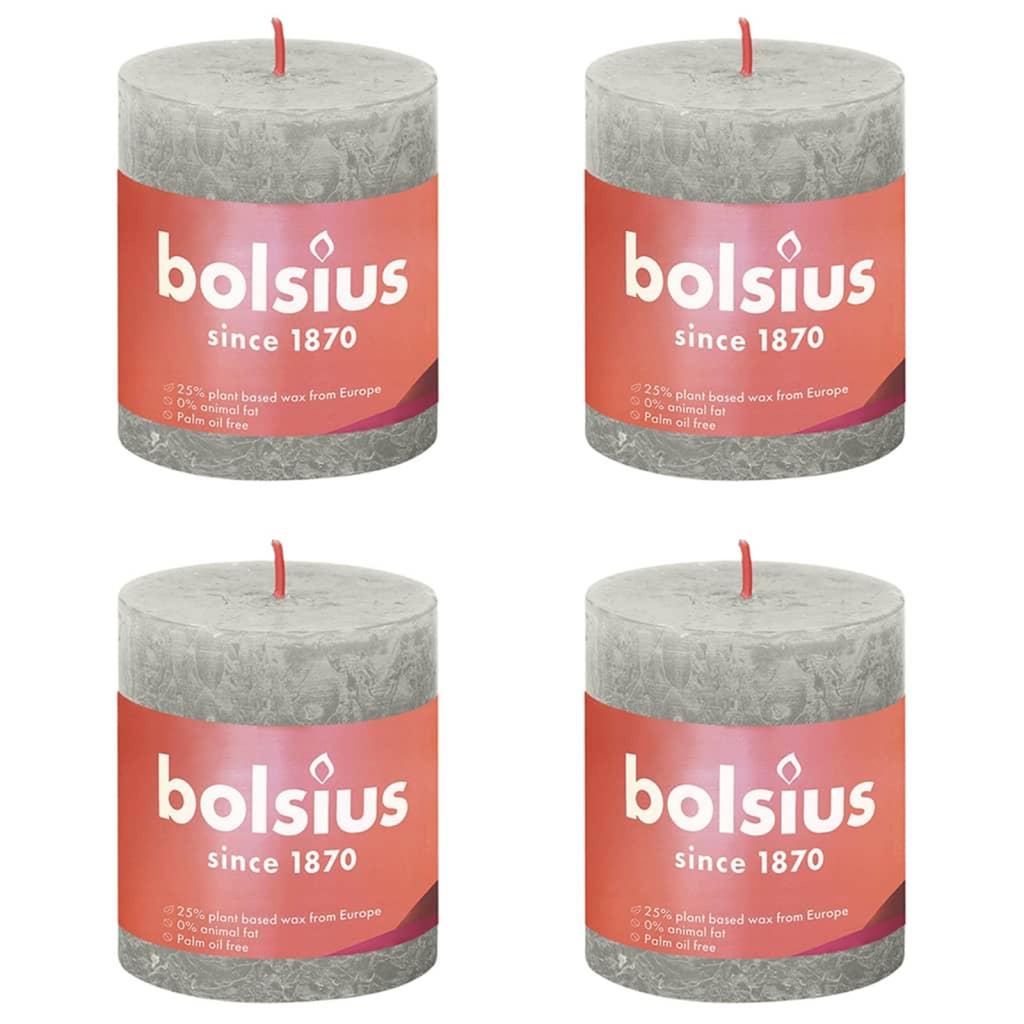 Voir la diapositive 1 : BOLSIUS Bolsius Bougies pilier rustiques Shine 4 pcs 80x68 mm Gris sableux