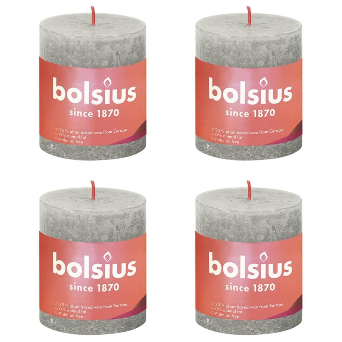 BOLSIUS Bolsius Bougies pilier rustiques Shine 4 pcs 80x68 mm Gris sableux