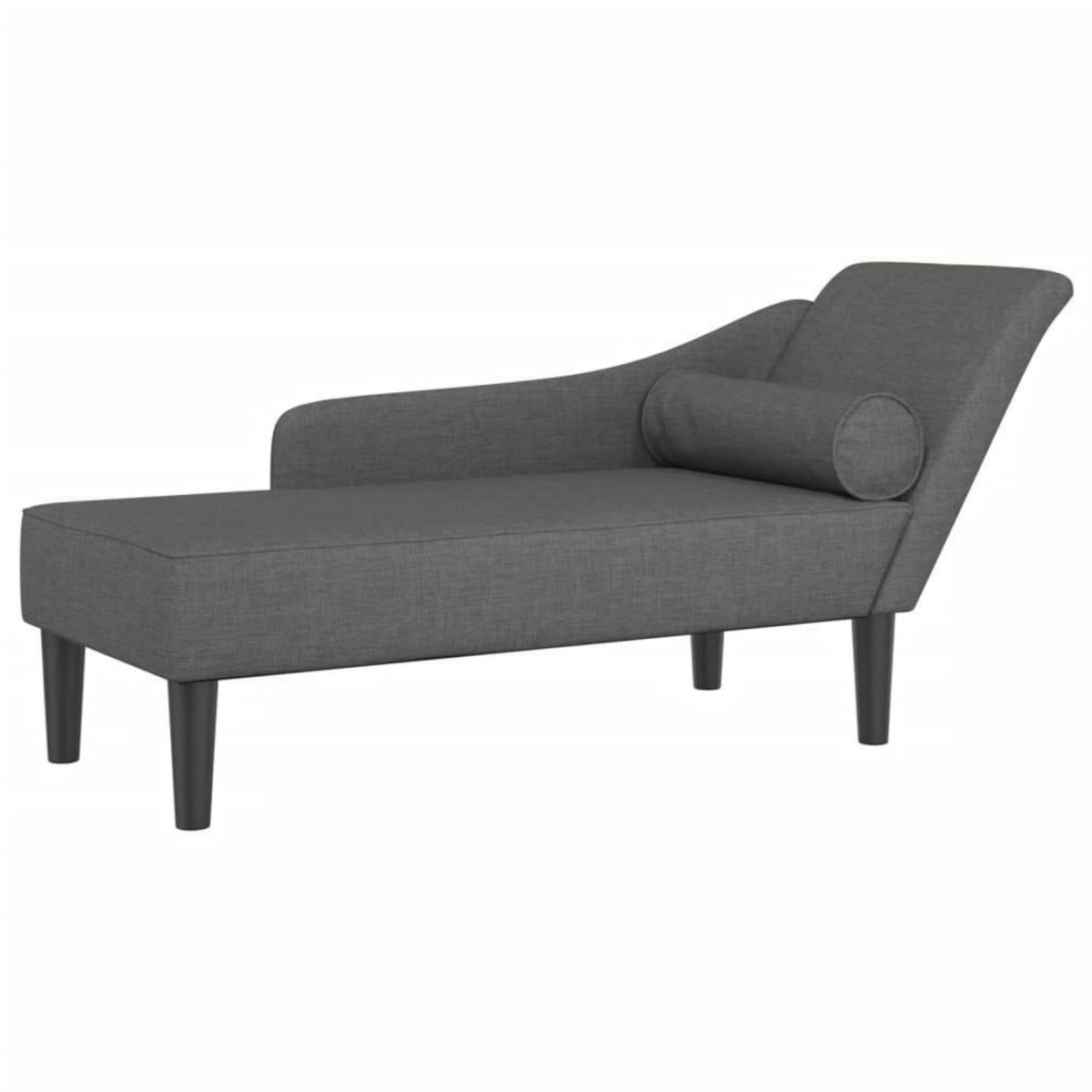 VIDAXL Chaise longue avec coussins gris fonce tissu