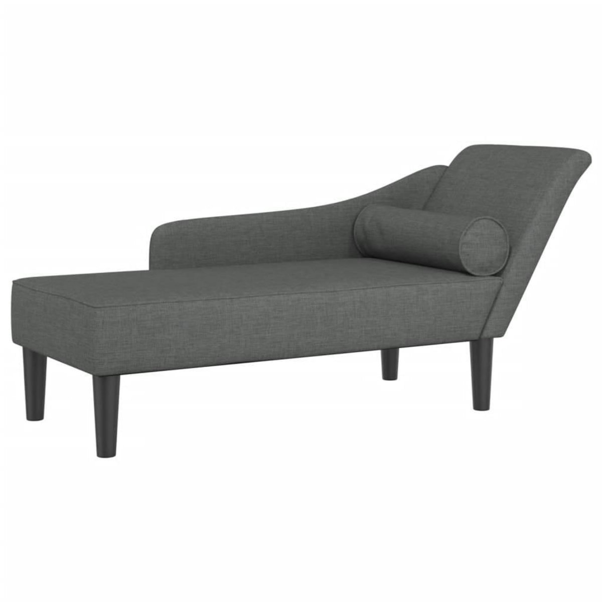 VIDAXL Chaise longue avec coussins gris fonce tissu