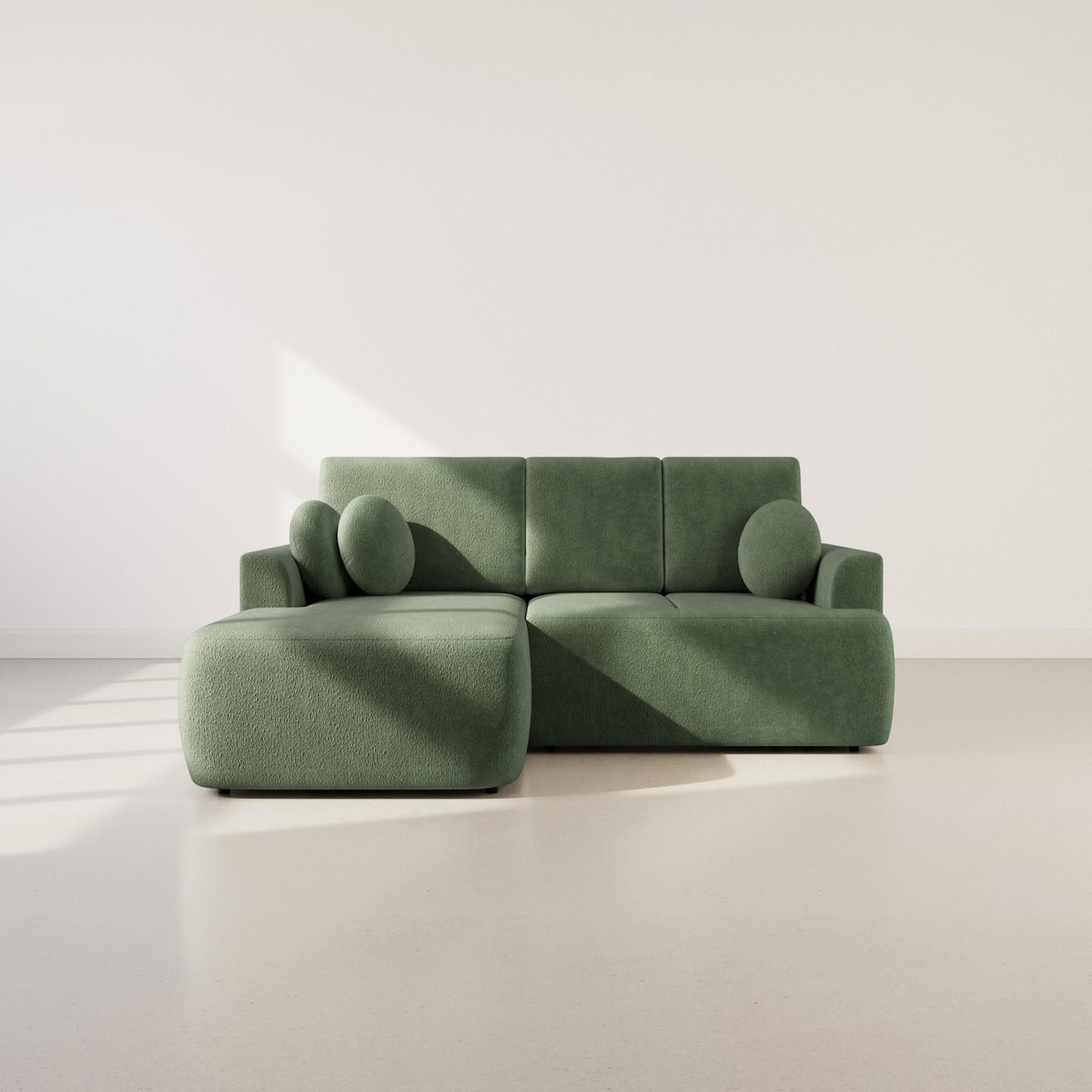 BEST MOBILIER Candela - canapé d'angle gauche 4 places - convertible avec coffre - en tissu bouclette