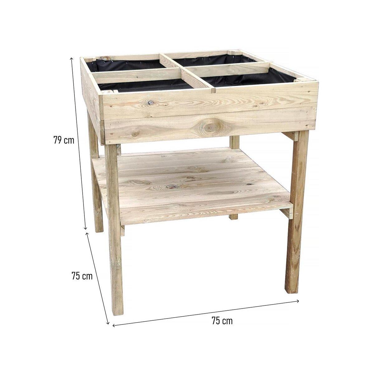 Habitat et Jardin Carré potager  Naturalia  surélevé en bois  - 80 x 80  x 100 cm
