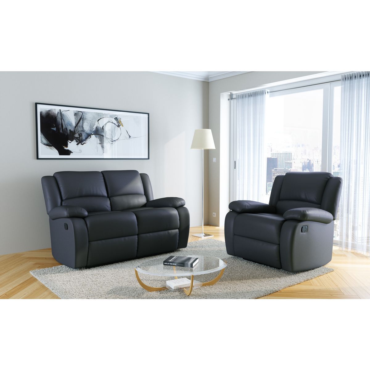 Ensemble canapé 2 places relax + fauteuil relax HELENE