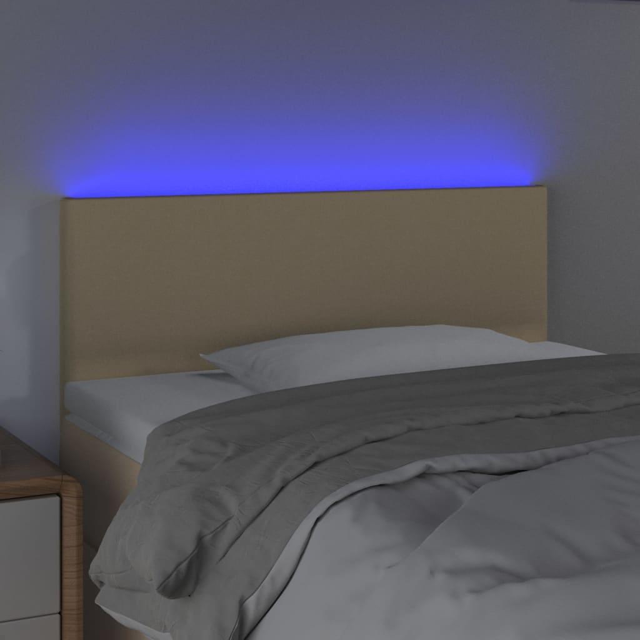 Voir la diapositive 3 : VIDAXL Tete de lit a LED Creme 100x5x78/88 cm Tissu