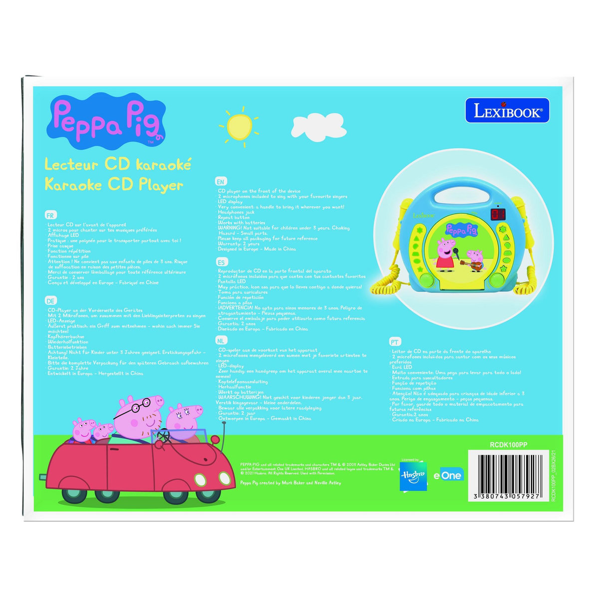 Lexibook Lecteur CD portable avec 2 microphones Peppa Pig