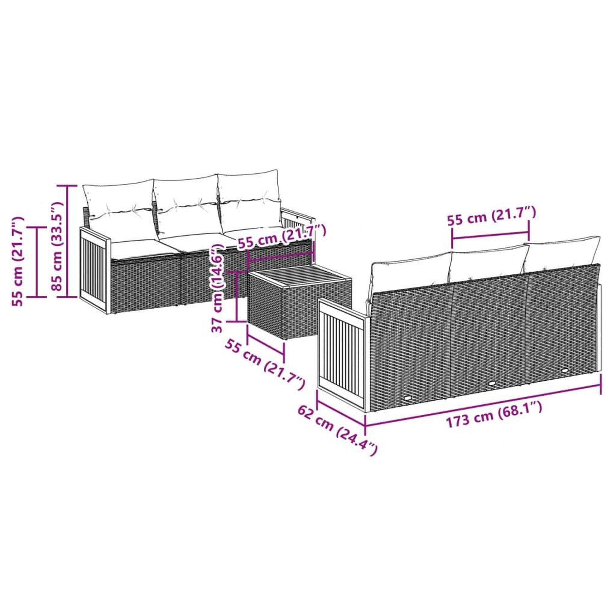 Voir la diapositive 4 : VIDAXL Salon de jardin avec coussins 7 pcs gris resine tressee