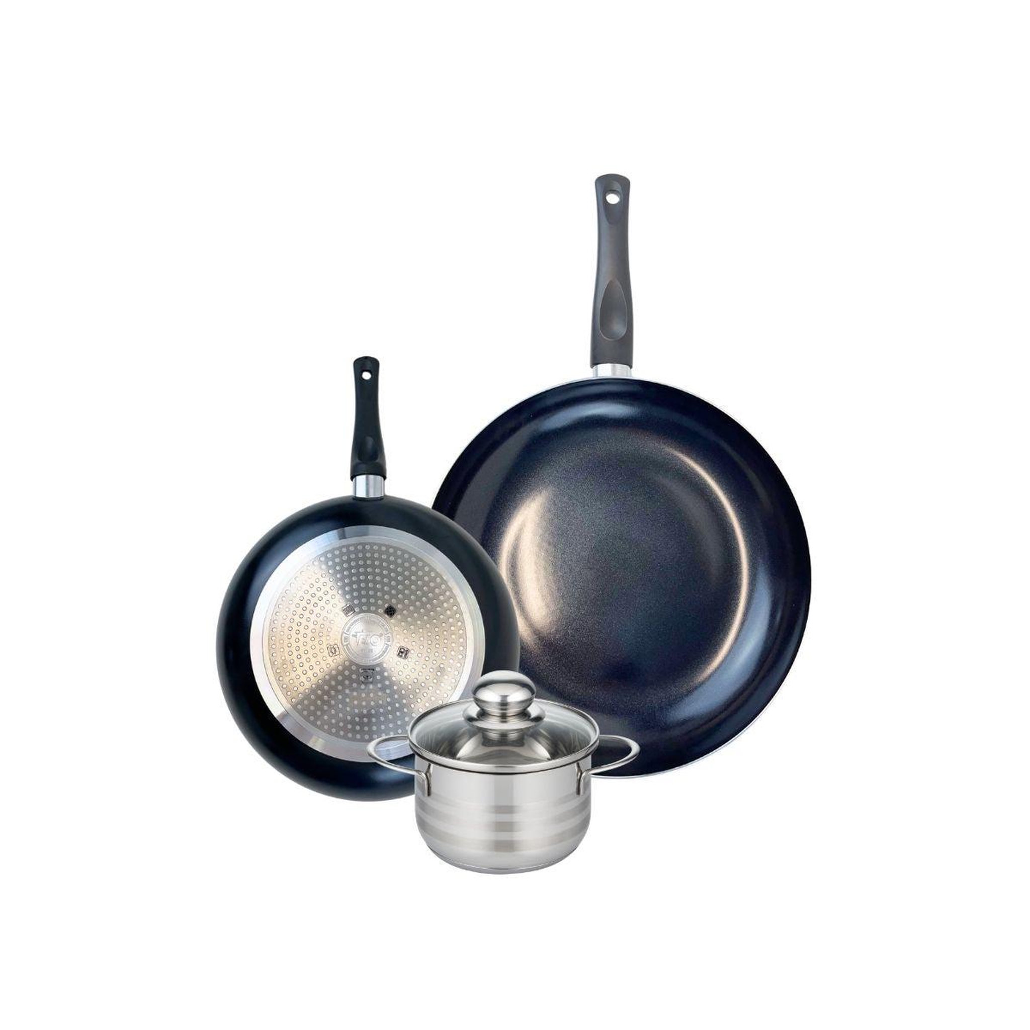 ELO Ensemble de 2 poêles de cuisson 24 et 32 cm et 1 faitout 14 cm elo prima brillant