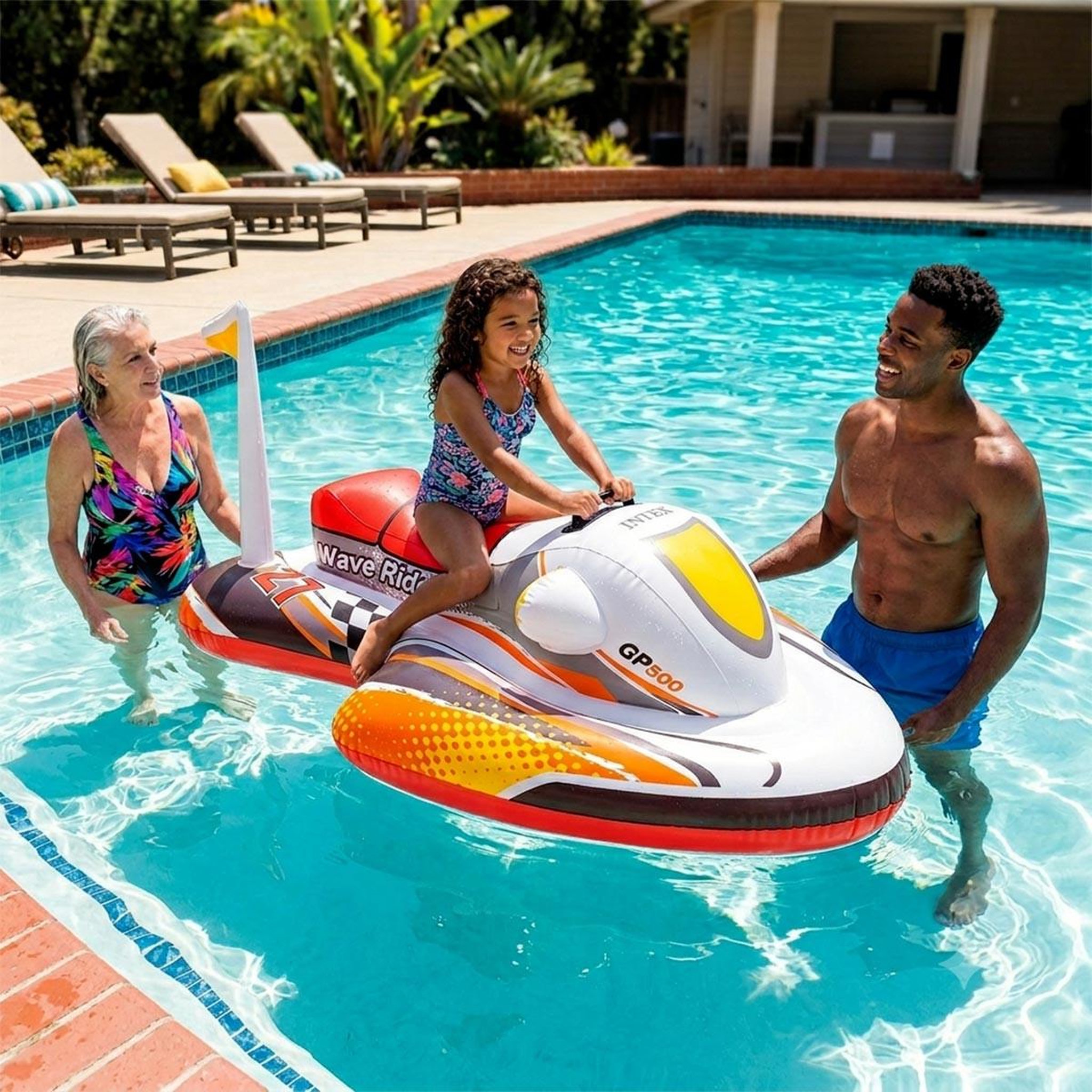 Voir la diapositive 2 : INTEX Bouée Gonflable  Scooter 1 Place  117cm Rouge