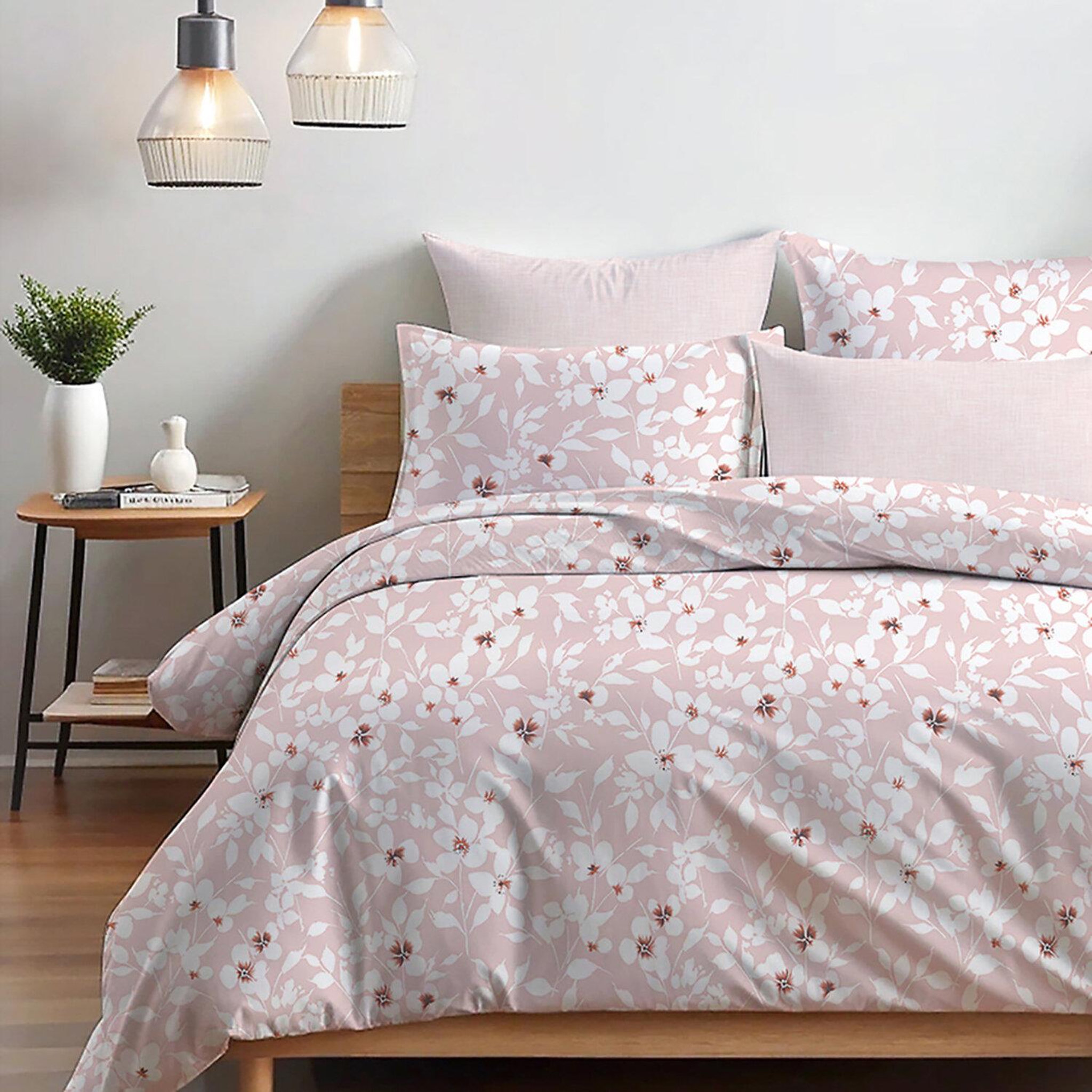 Voir la diapositive 2 : Home collection Parure housse de couette 100% coton 54 fils imprimé - flower rose