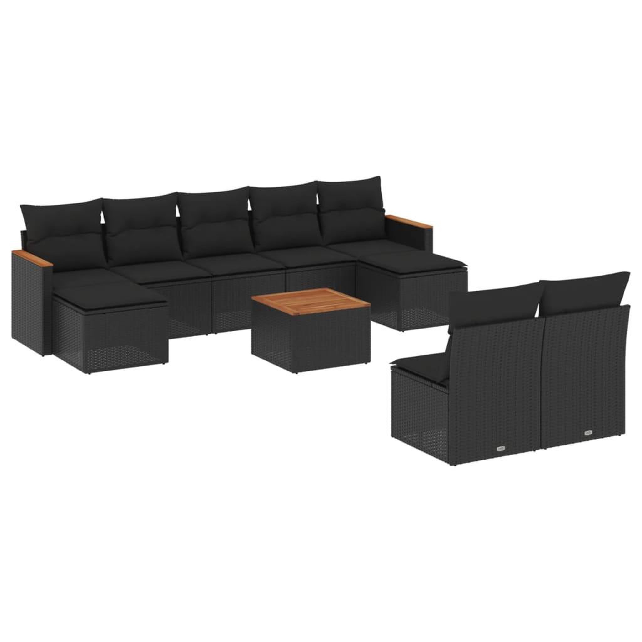 Voir la diapositive 2 : VIDAXL Salon de jardin 10 pcs avec coussins noir resine tressee