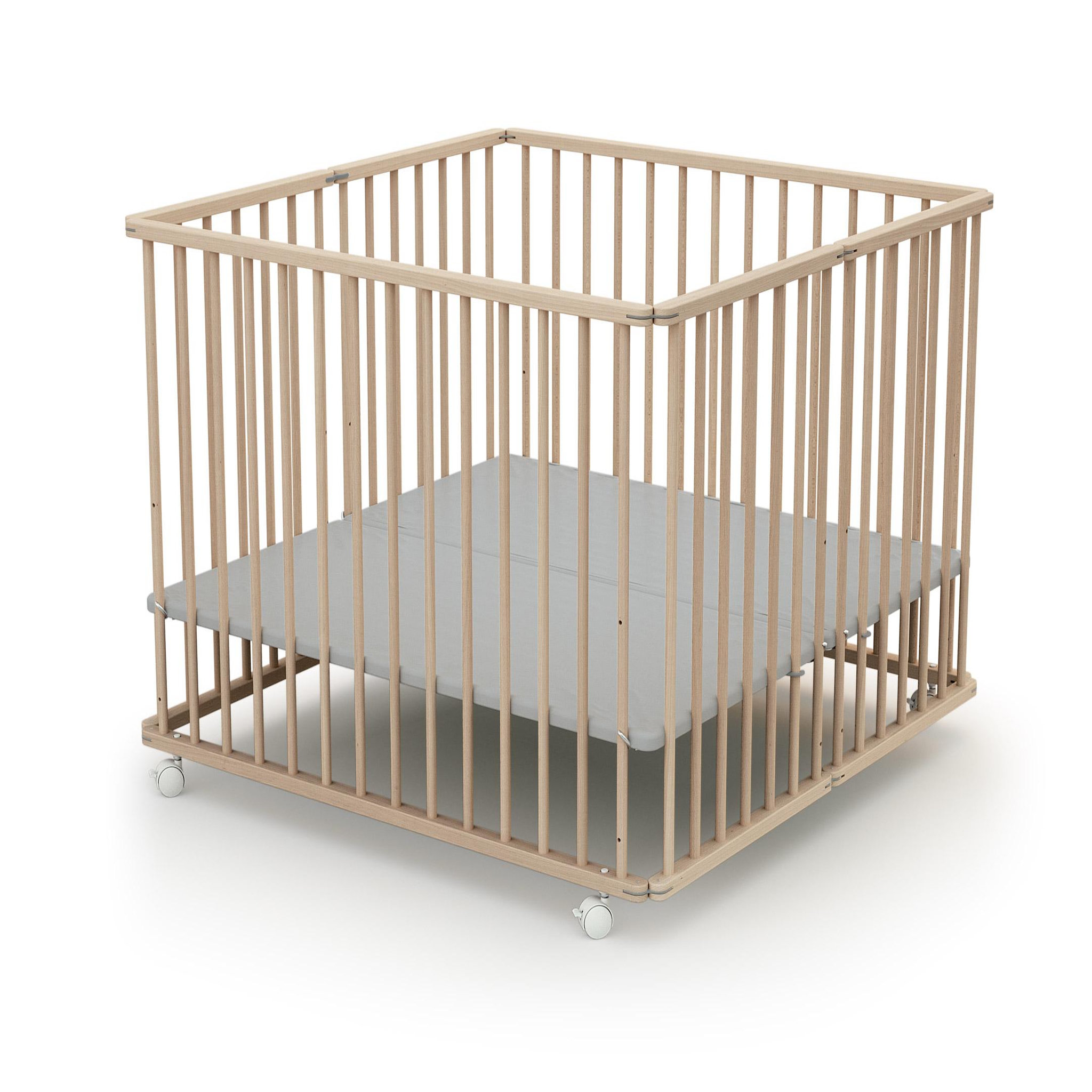 Voir la diapositive 3 : WEBABY Parc bébé pliant en bois 100 x 100 cm