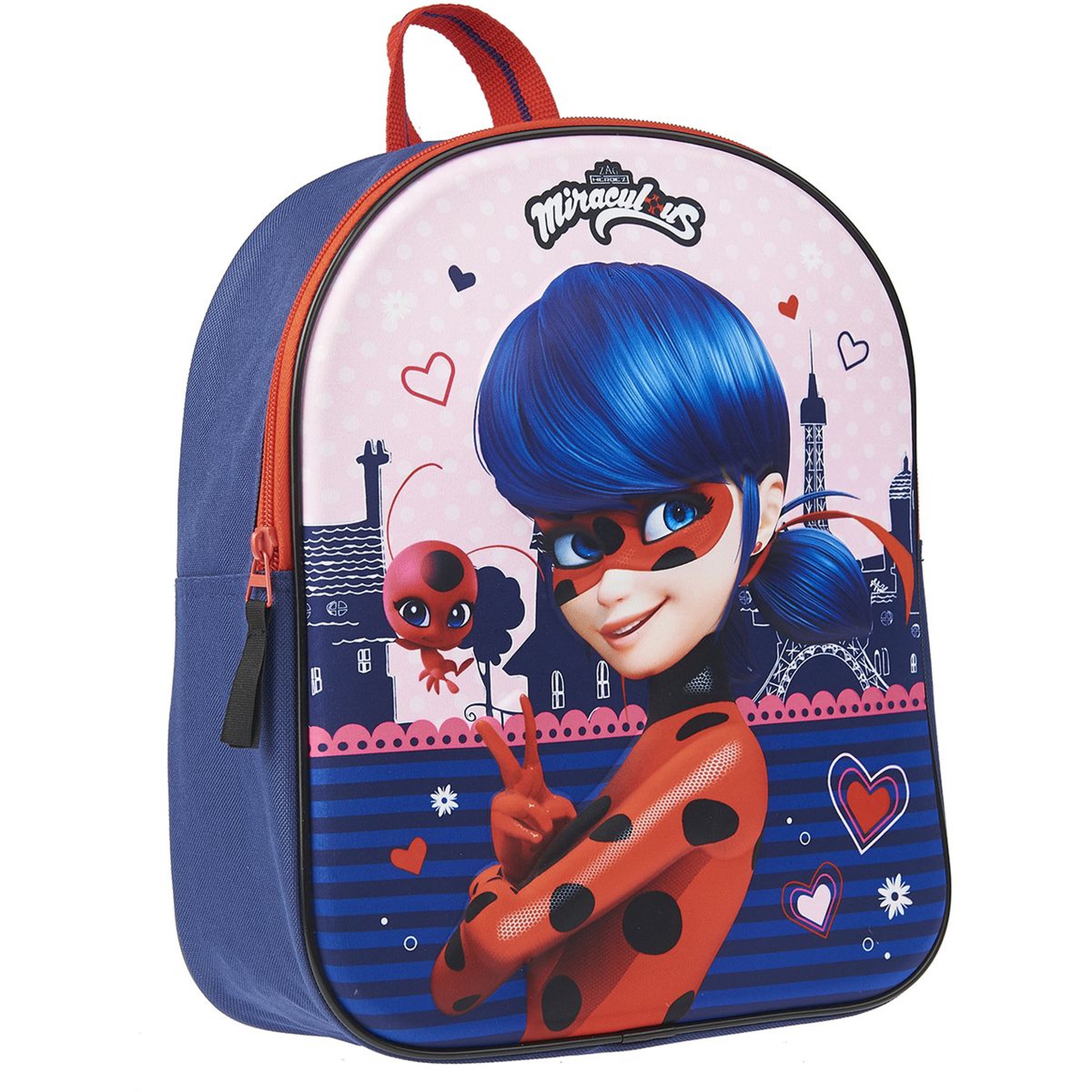 Voir la diapositive 2 : Sac maternelle 3D bleu et rouge MIRACULOUS
