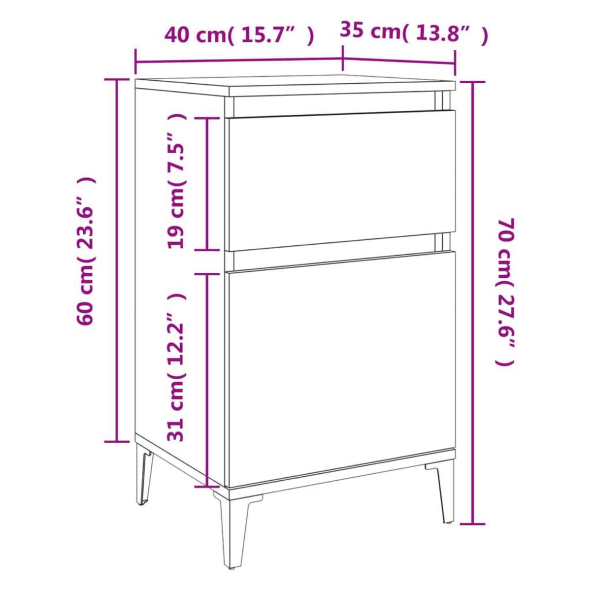 VIDAXL Table de chevet blanc 40x35x70 cm