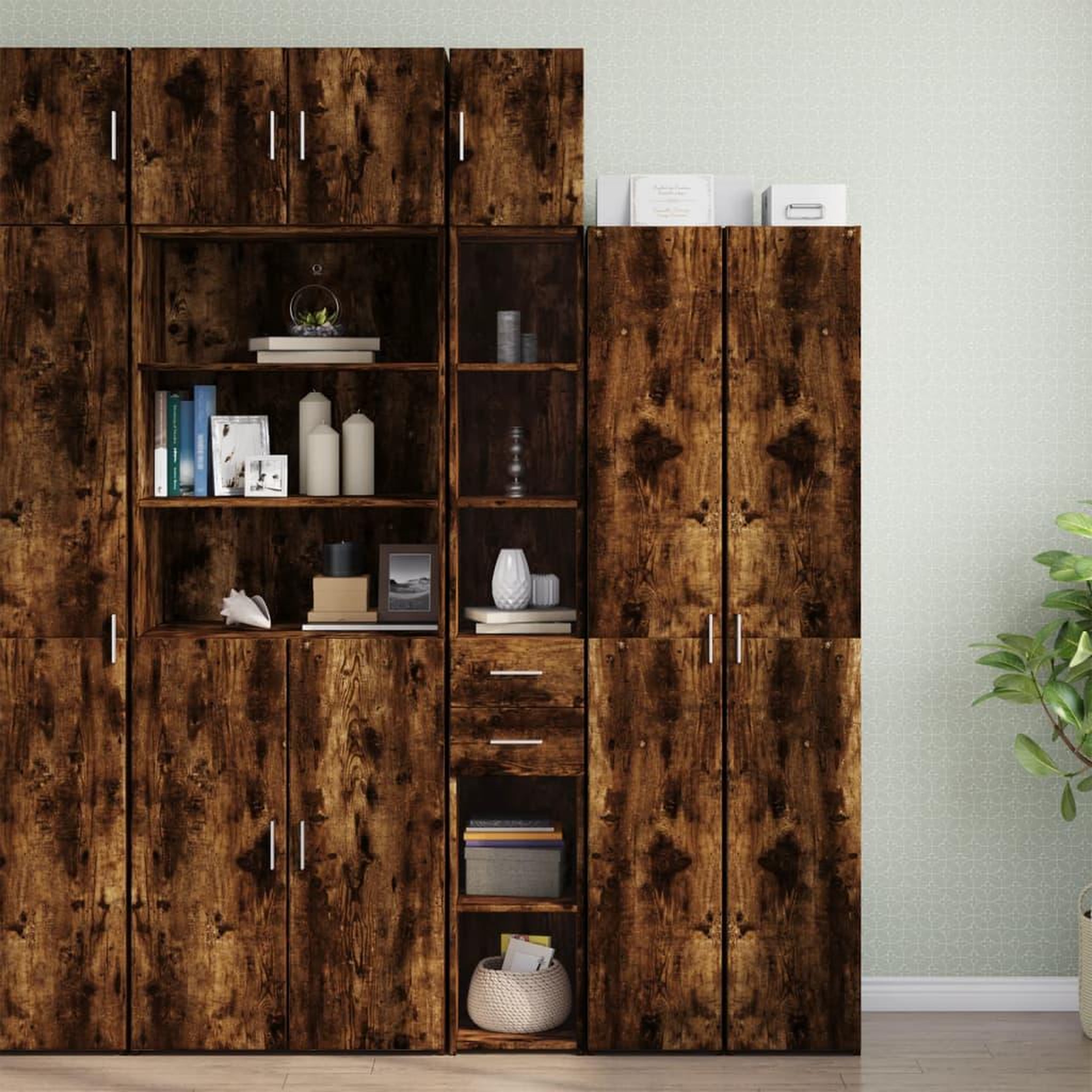 VIDAXL Armoire de rangement mince chene fume 30x42,5x225 cm