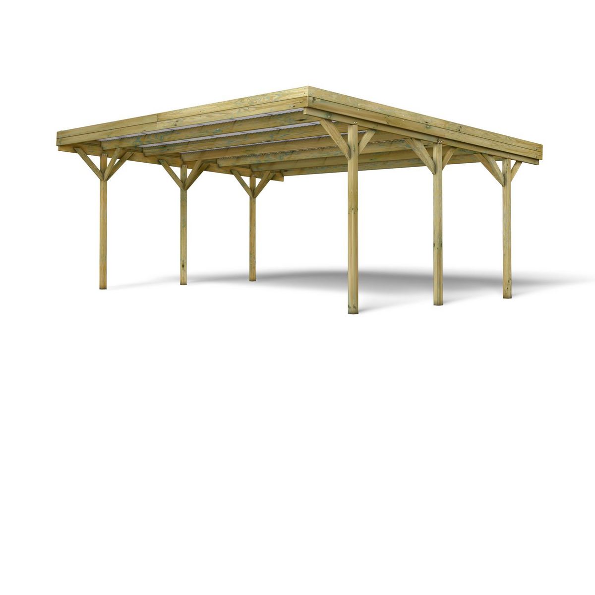 Forest Style Carport adossé toit plat - Bois traité autoclave - 2 voitures - 30,9m² - JEAN