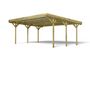 Voir la diapositive 2 : Forest Style Carport adossé toit plat - Bois traité autoclave - 2 voitures - 30,9m² - JEAN