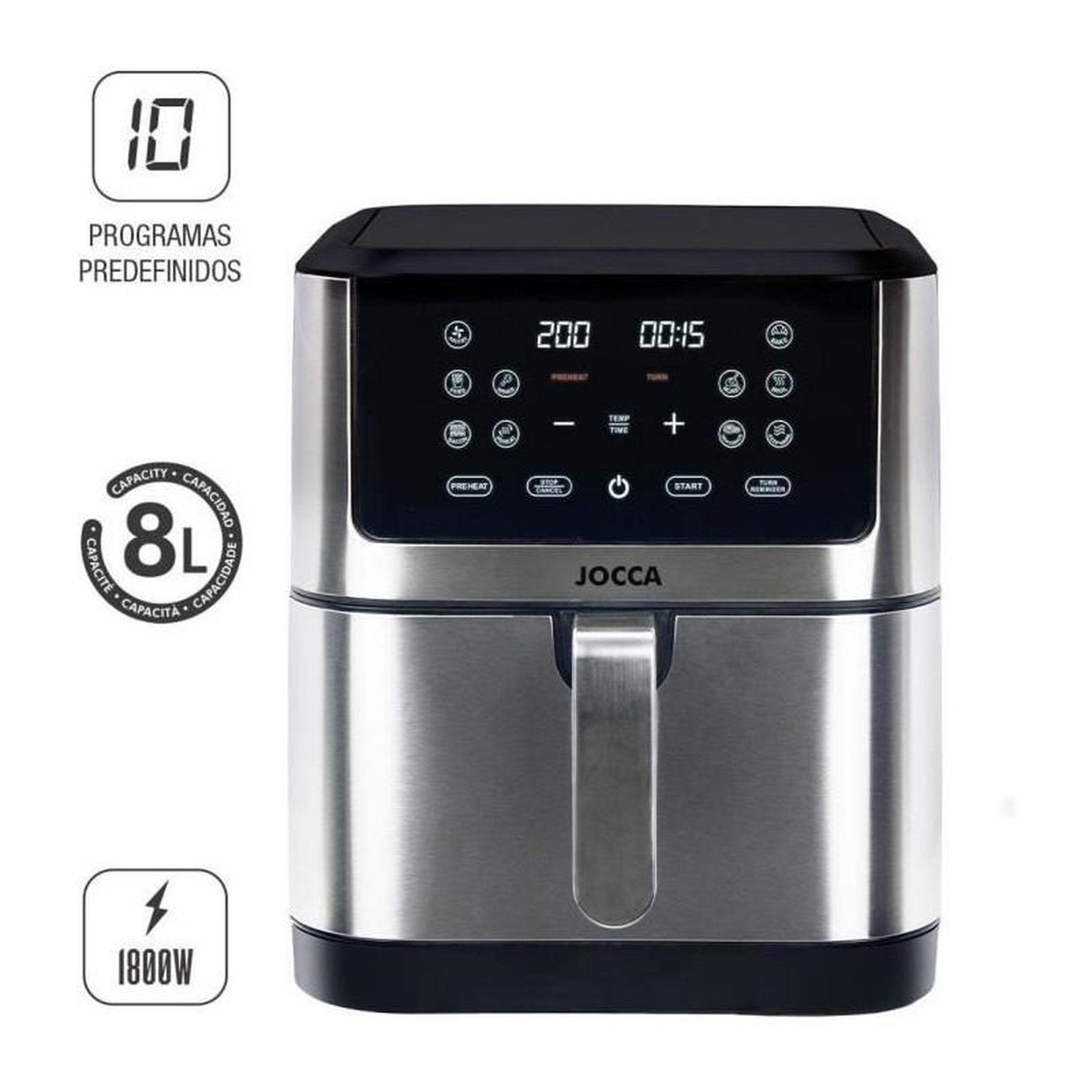 Voir la diapositive 6 : Jocca Friteuse sans huile - JOCCA - 2193 - 8L - 1800 W - 30,3 x 38,3 x 35,1 cm - Acier inoxydable