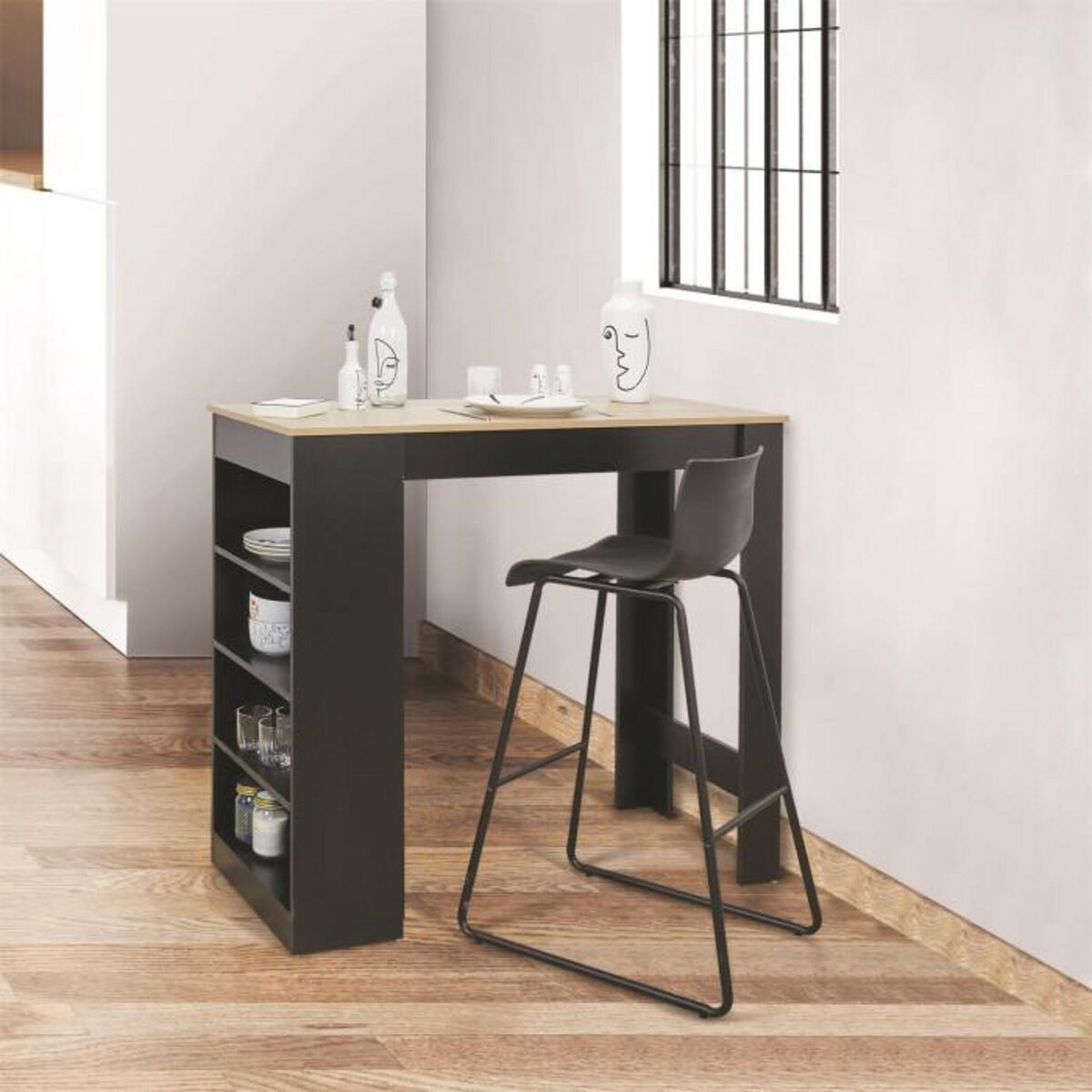 Paris Prix Table de Bar Design 4 Niveaux  Cheers  115cm Noir