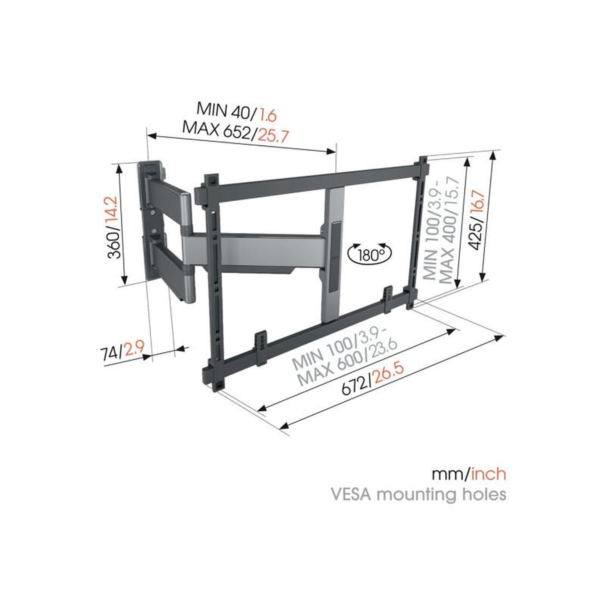 Voir la diapositive 5 : Vogel's Support mural pour écran plat Vogel s TVM 5645 FULL ORIENTABLE POUR TELEVISION DE 40 A 77