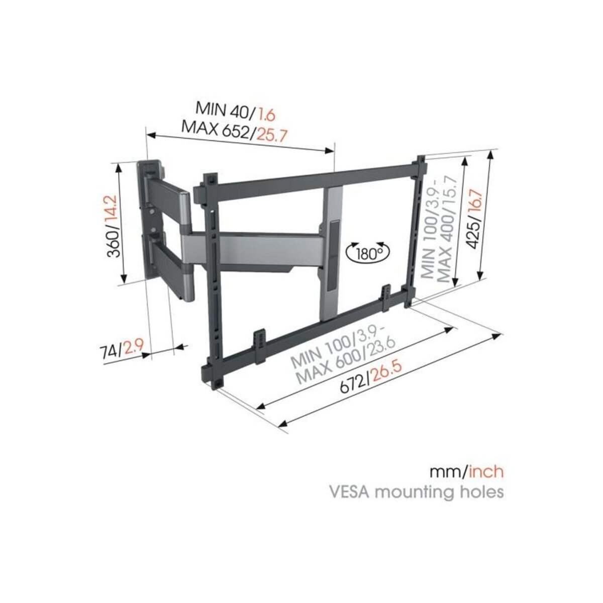 Vogel's Support mural pour écran plat Vogel s TVM 5645 FULL ORIENTABLE POUR TELEVISION DE 40 A 77