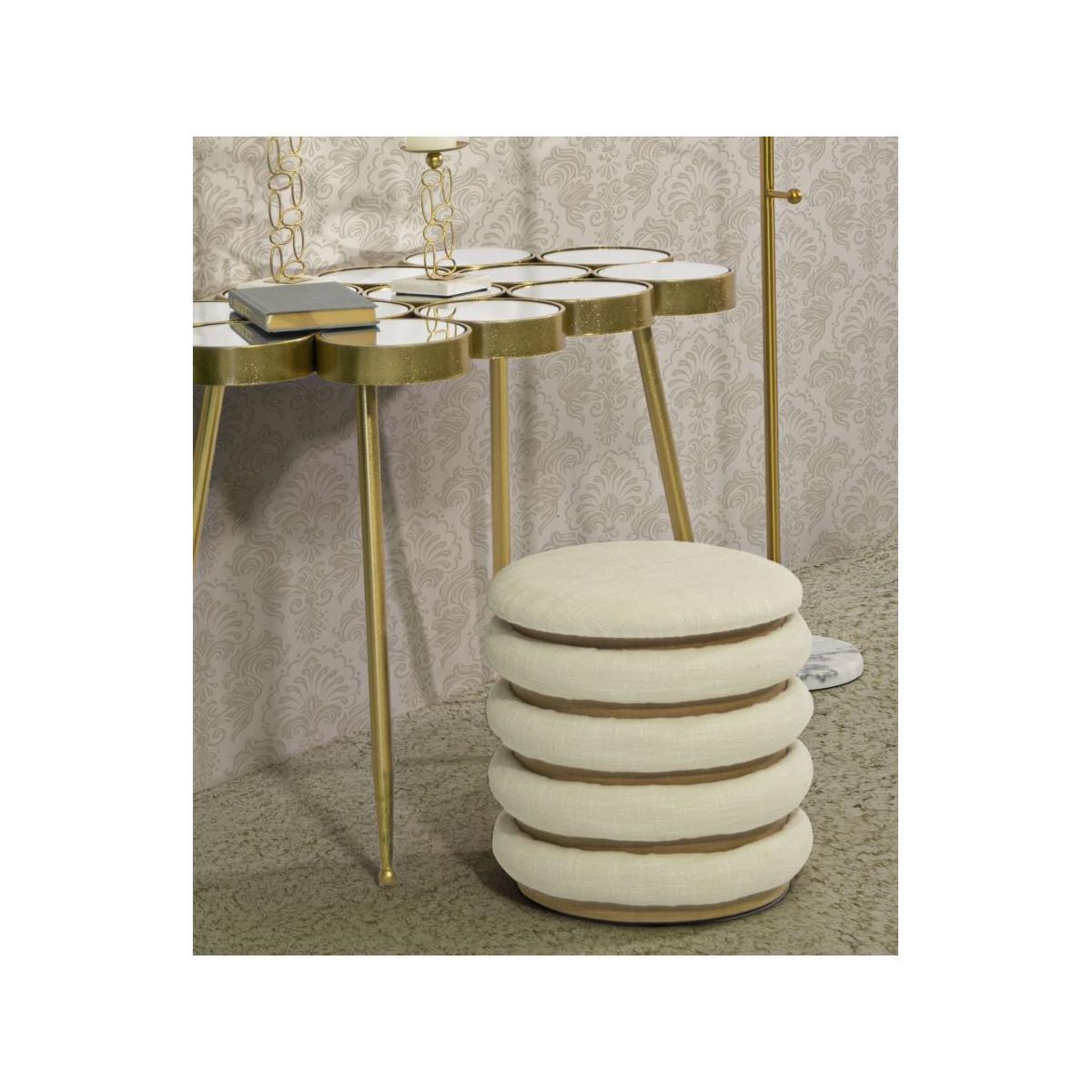 Voir la diapositive 6 : Paris Prix Pouf avec rangement  damasco  42cm beige