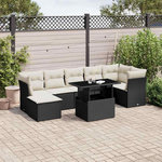 VIDAXL Salon de jardin 8 pcs avec coussins noir resine tressee