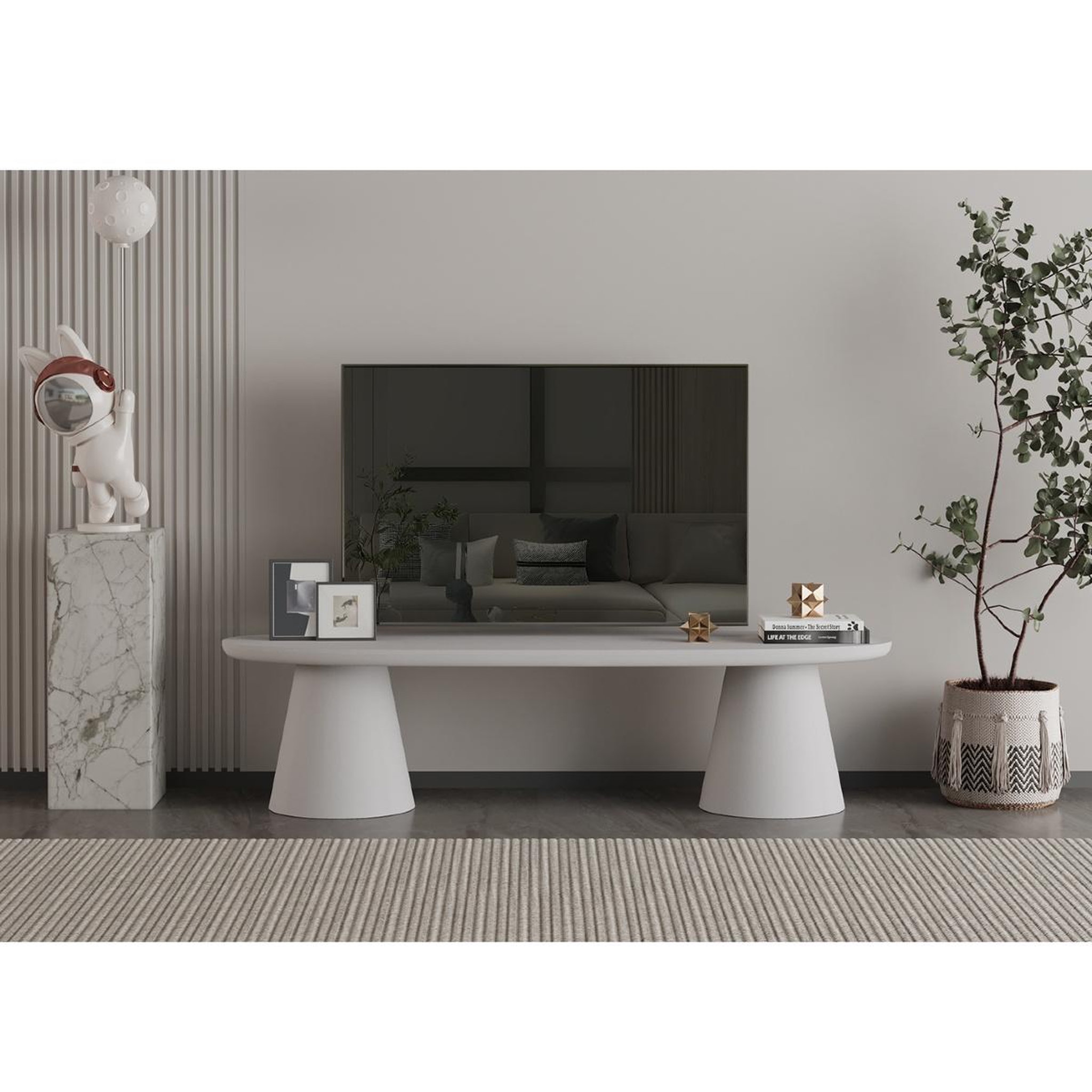 Voir la diapositive 2 : JLC KREATION Meuble tv organique en fibre de ciment 160cm rita