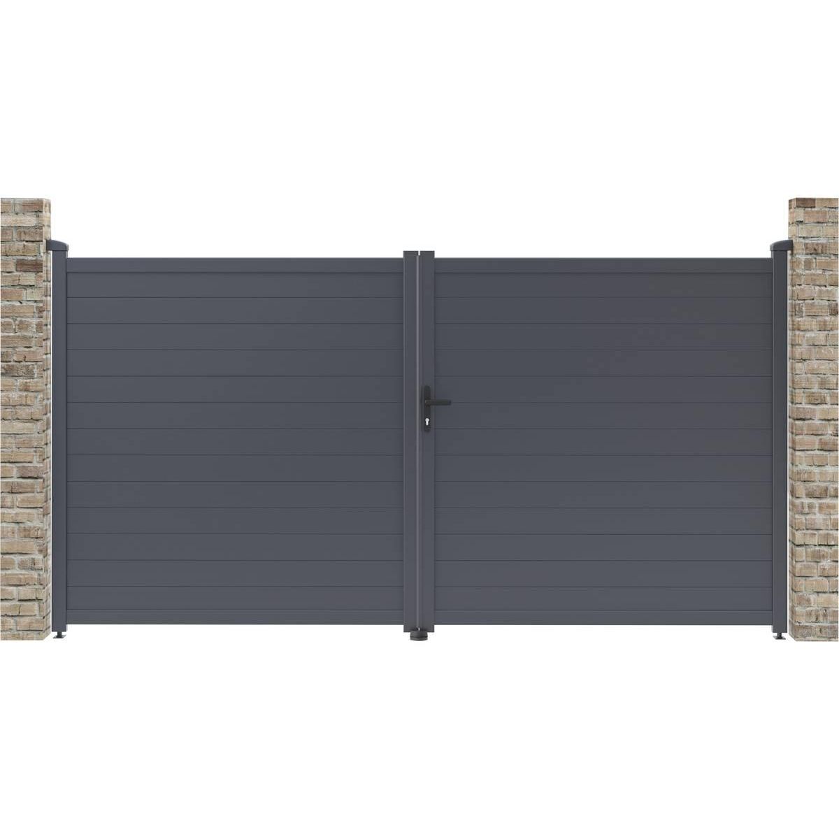 Habitat et Jardin Portail aluminium  Marc  - 349.5 x 180.9 cm - Gris