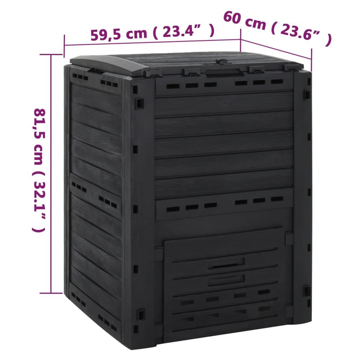 VIDAXL Composteur de jardin Noir 280 L Polypropylene