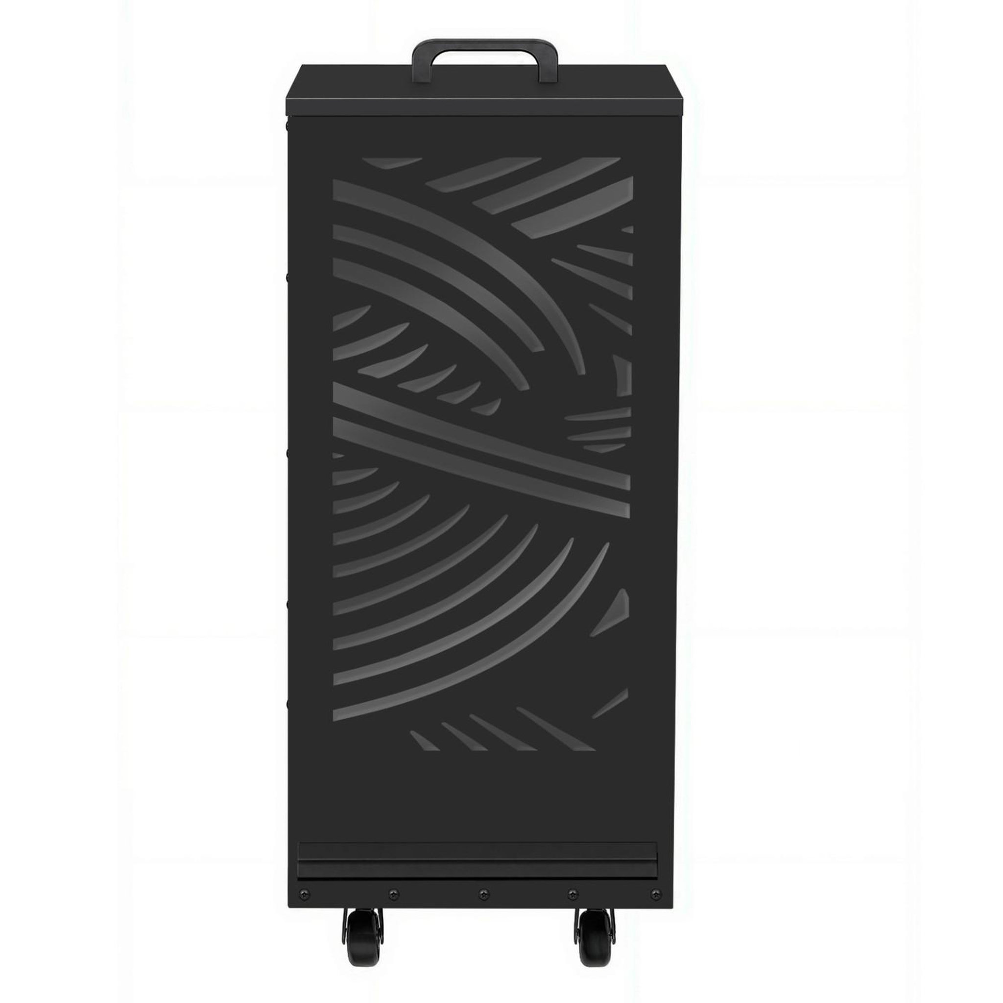 Voir la diapositive 3 : ID MARKET Réservoir à granulés 55 kg noir rangement à pellets 35 x 35 x 87 cm avec tiroir et motif