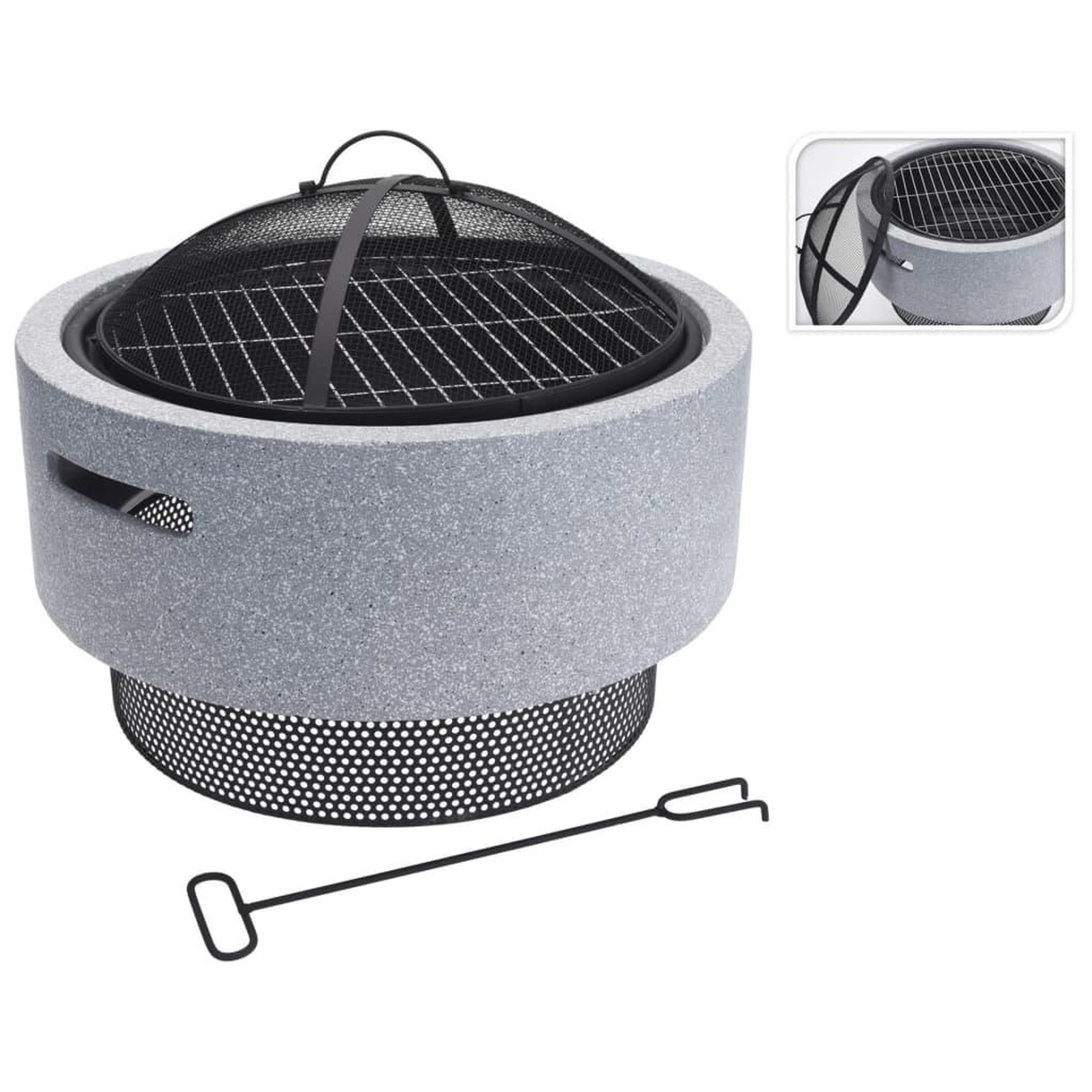 Voir la diapositive 1 : ProGarden ProGarden Bol a feu avec grille de barbecue Gris clair 52x18,5 cm