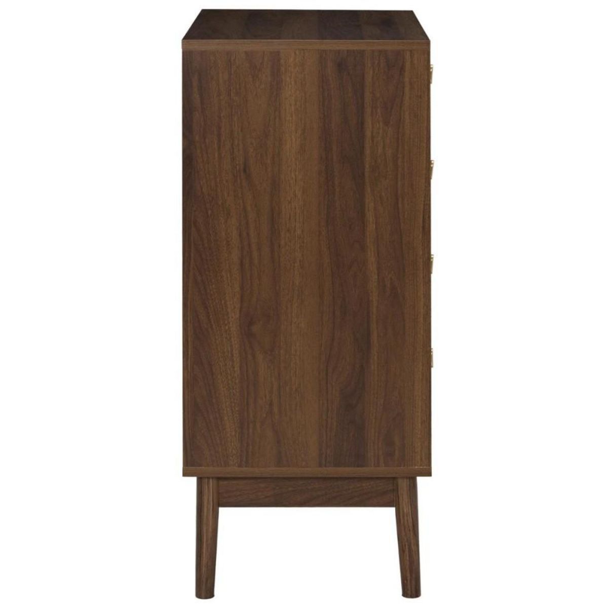 The Home Deco Factory Commode marron 4 tiroirs avec poignées dorées