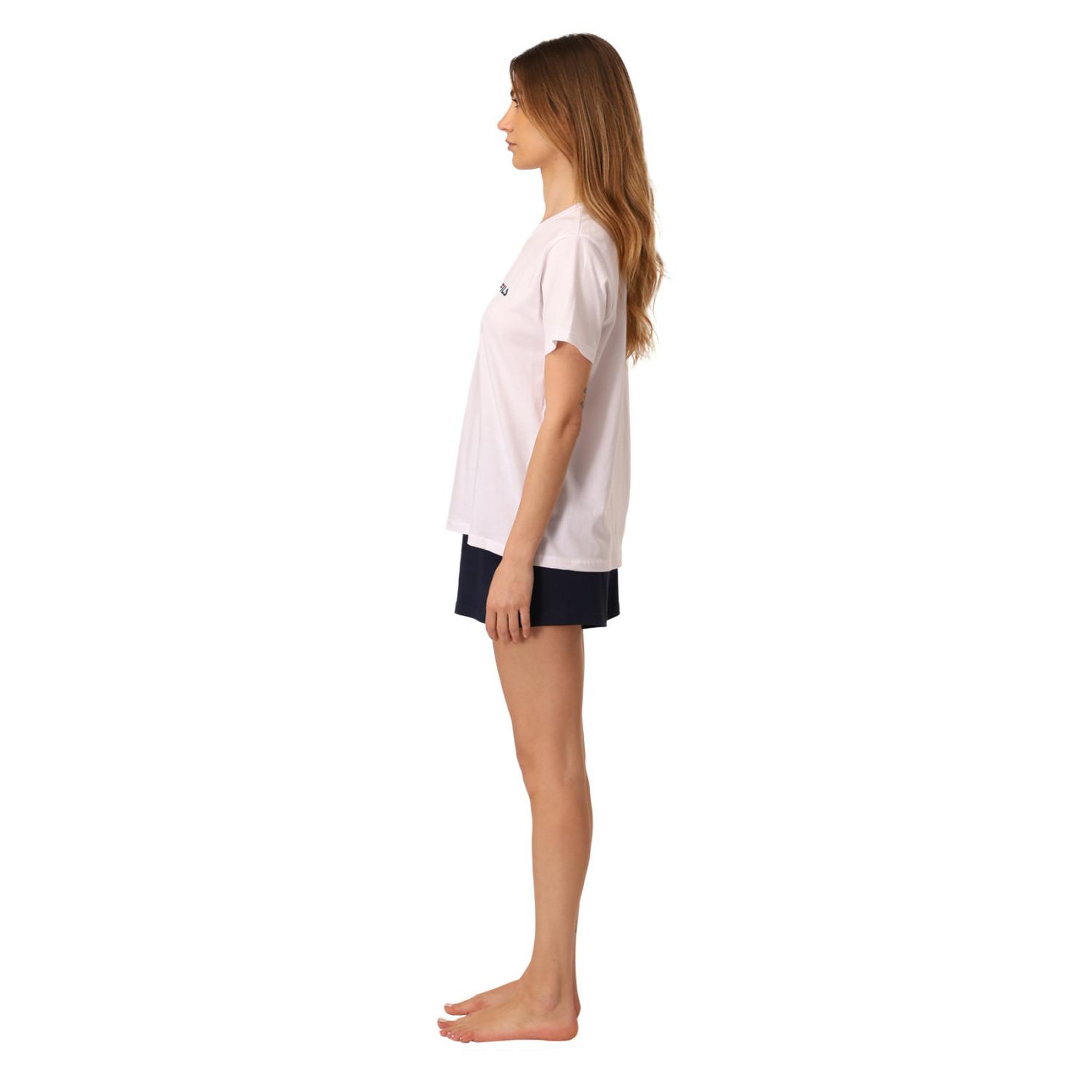 Voir la diapositive 3 : FILA Ensemble de pyjama court femme Blanc et Navy