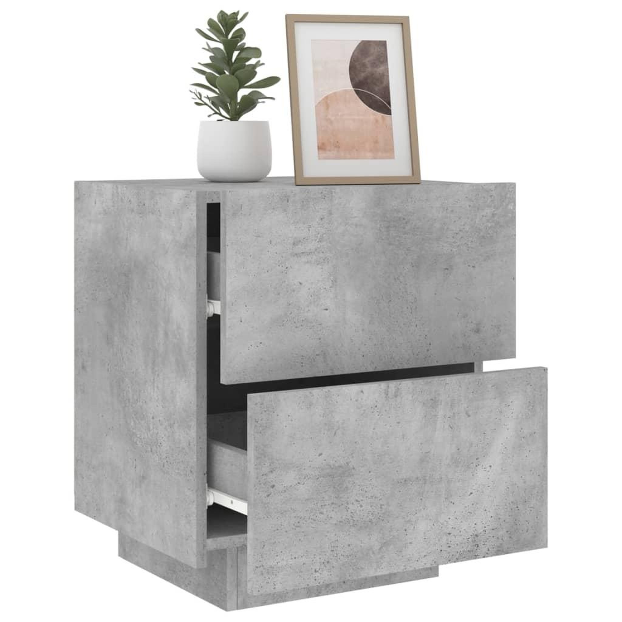 Voir la diapositive 4 : VIDAXL Armoires de chevet et lumieres LED 2 pcs gris beton