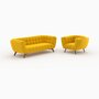 Voir la diapositive 1 : Rendez vous déco Ensemble canapé et fauteuil en velours jaune 4 places - Mona
