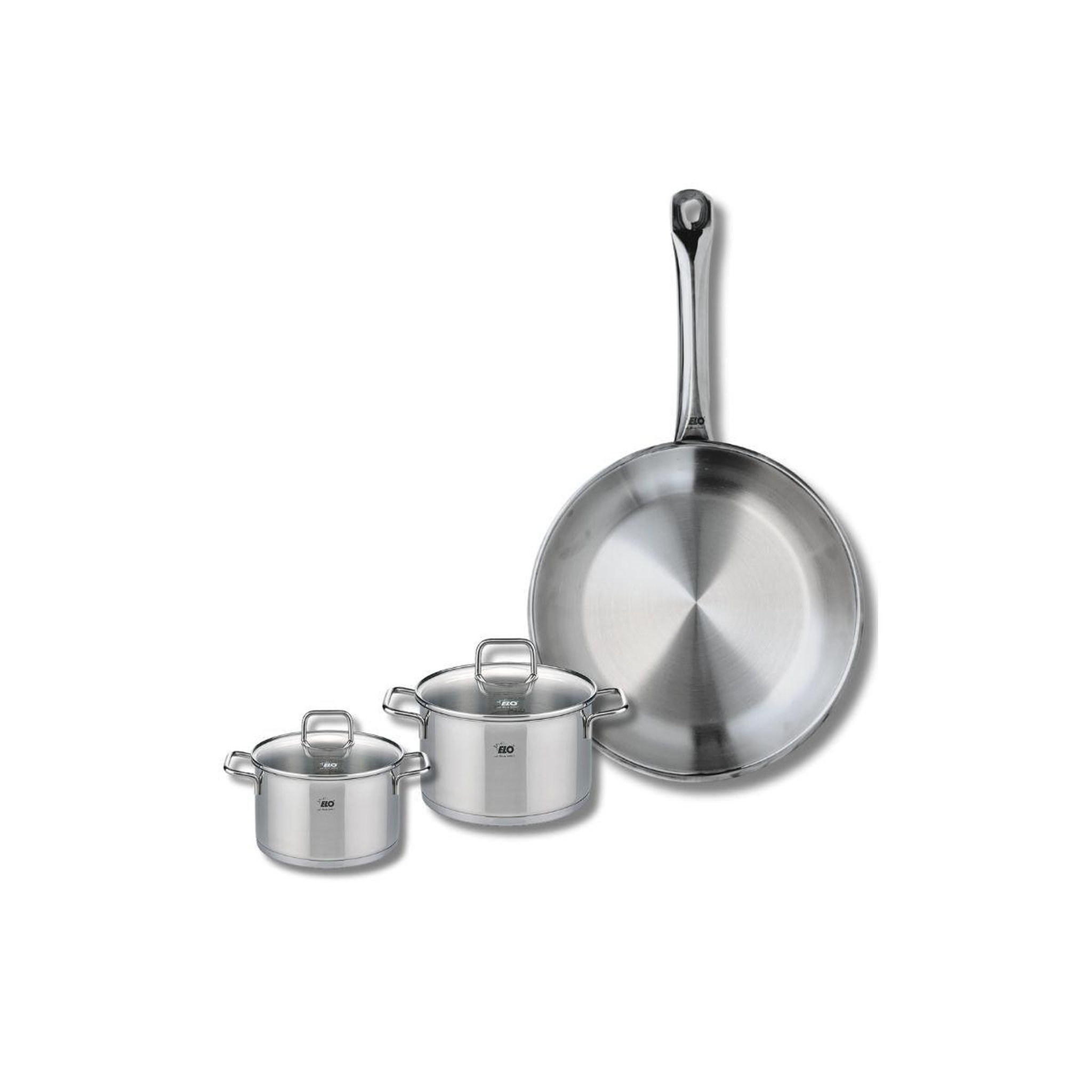 ELO Ensemble de 1 poêle de cuisson 28 cm et 2 faitouts 12 et 14 cm elo profi citrin