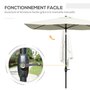 Voir la diapositive 5 : OUTSUNNY Parasol rectangulaire inclinable de jardin avec manivelle métal polyester haute densité anti UV 50+ crème