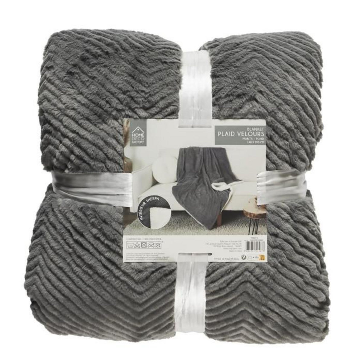 Paris Prix Plaid Velours Imitation Fourrure  Sherpa  140x200cm Gris