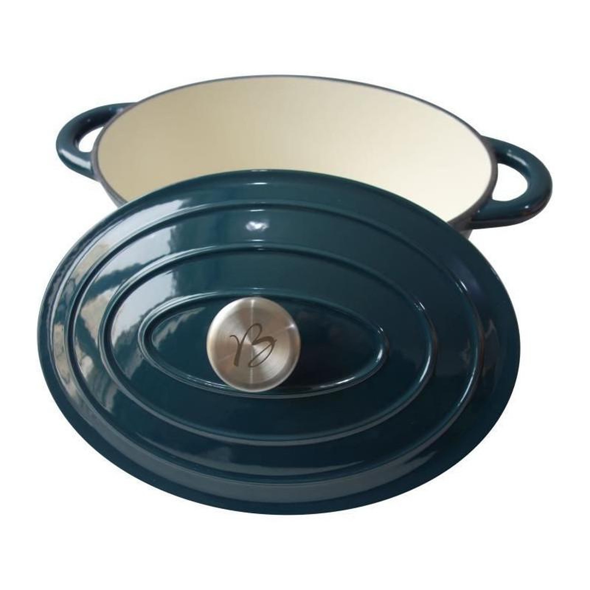BAUMALU Cocotte BAUMALU 30 cm - Forme ovale - Bleu vert