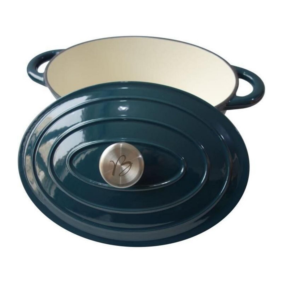 BAUMALU Cocotte BAUMALU 30 cm - Forme ovale - Bleu vert